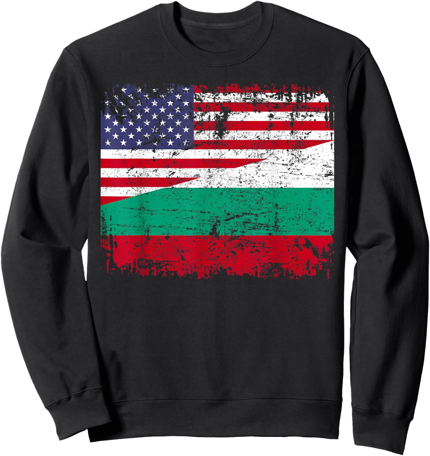 BULGARIAN ROOTS | Half American Flag | BULGARIA Sweatshirt - Sweatshirt | Black