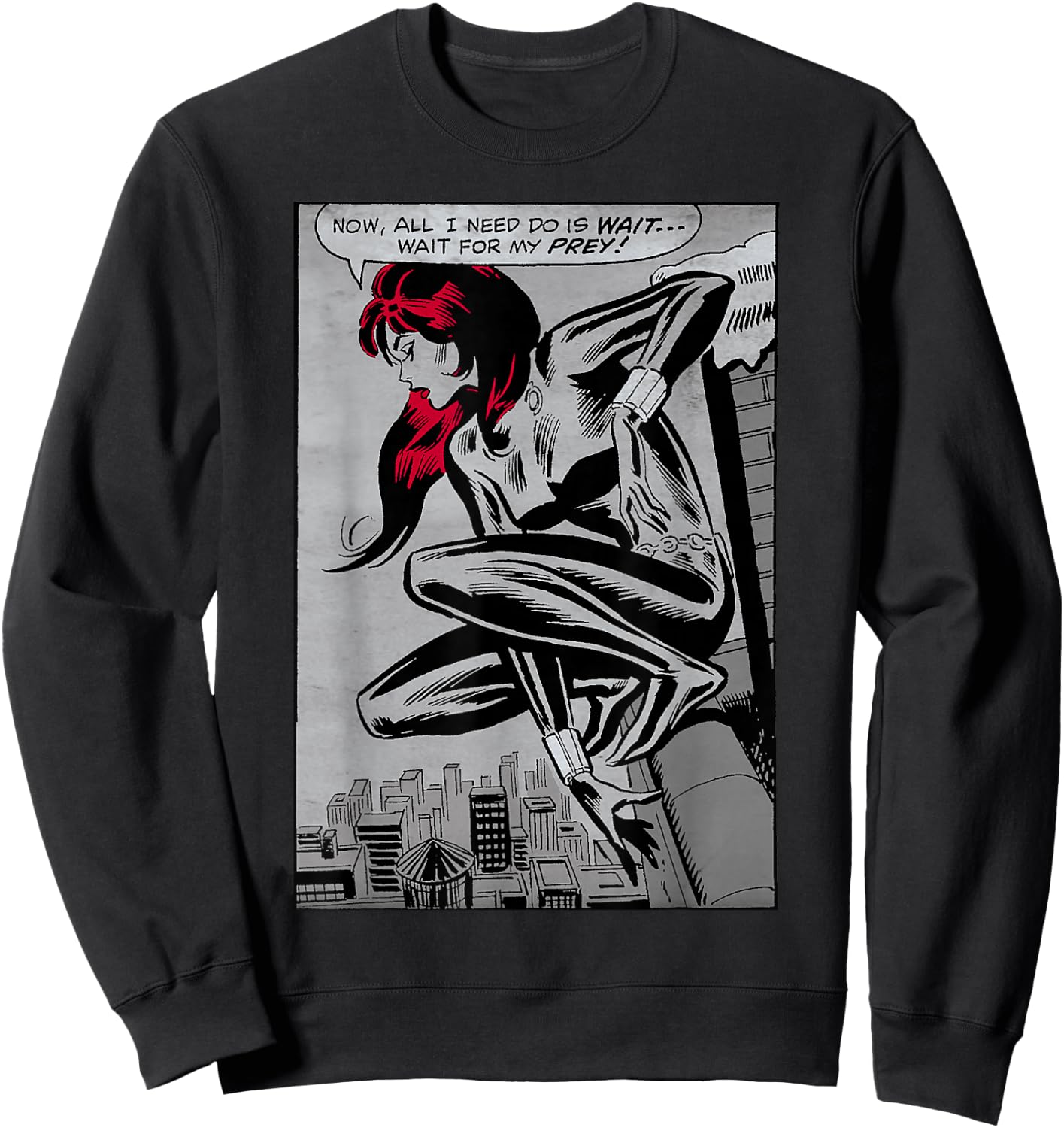 Marvel Black Widow Classic Retro Panel Art Graphic Sweatshirt - Sweatshirt | Black