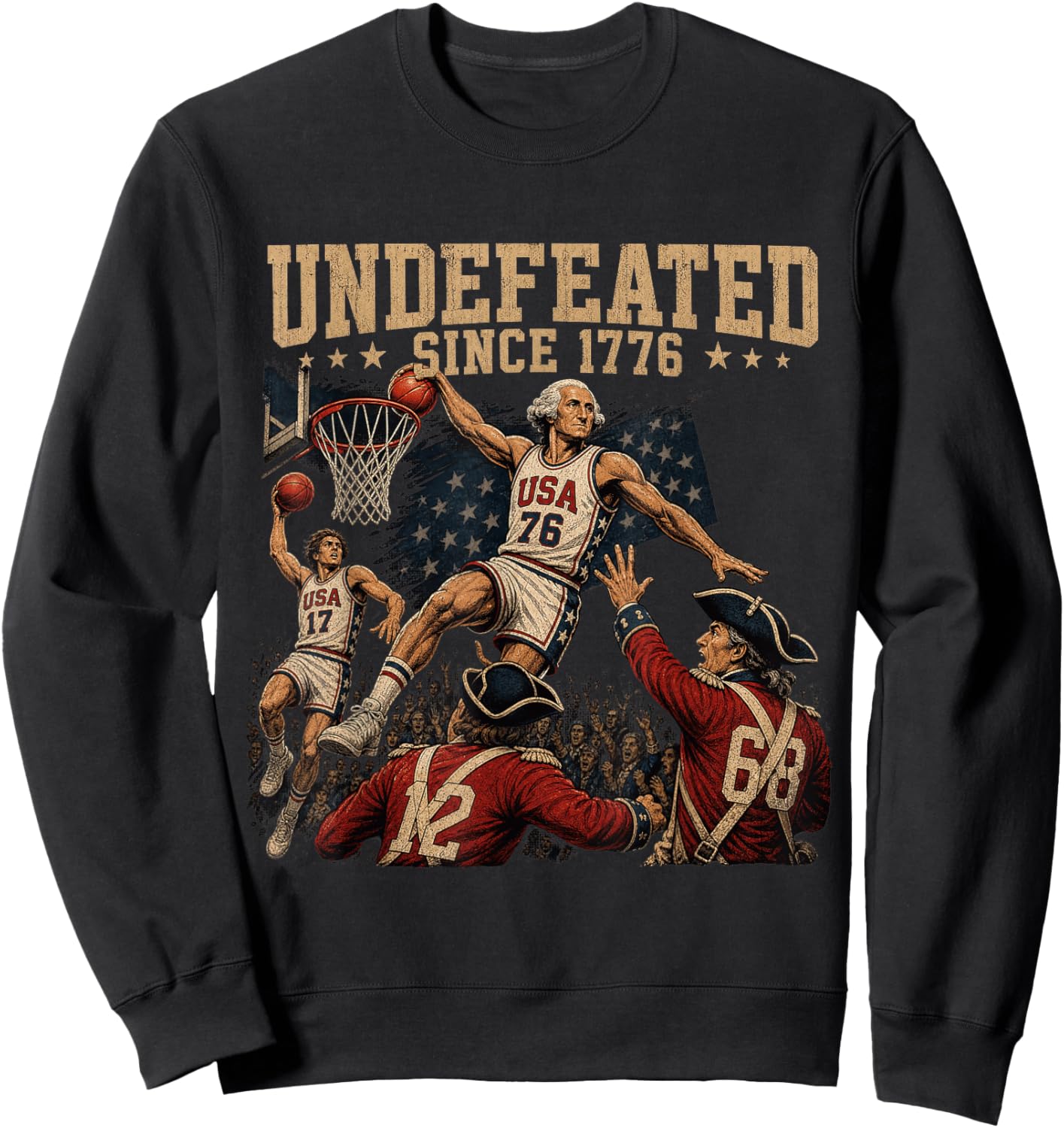 Undefeated Since 1776 America 4th of July Independence Day Sweatshirt - Sweatshirt | Black