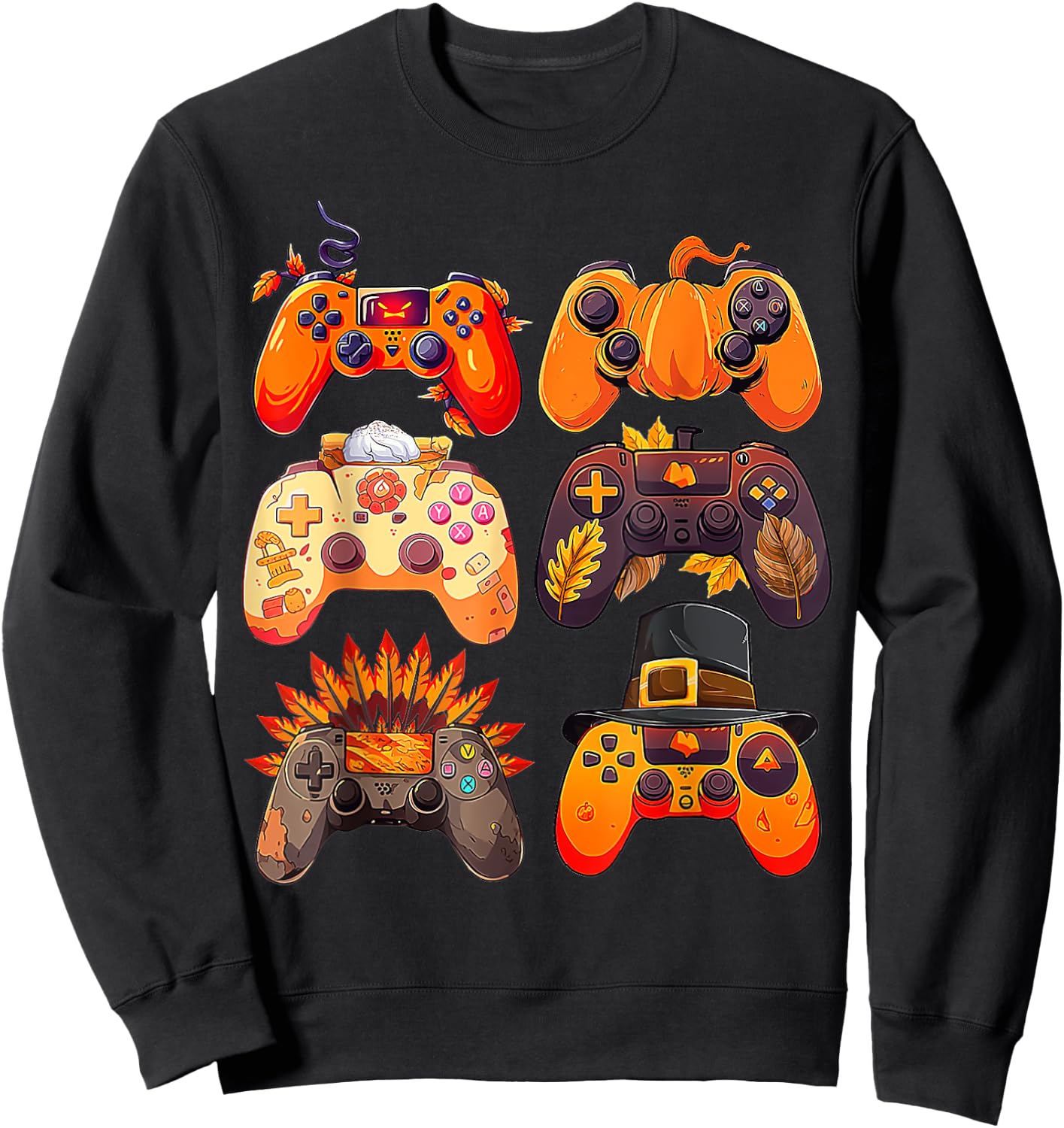 Controllers Fall Gaming Video Game Turkey Thanksgiving Boys Sweatshirt - Sweatshirt | Black