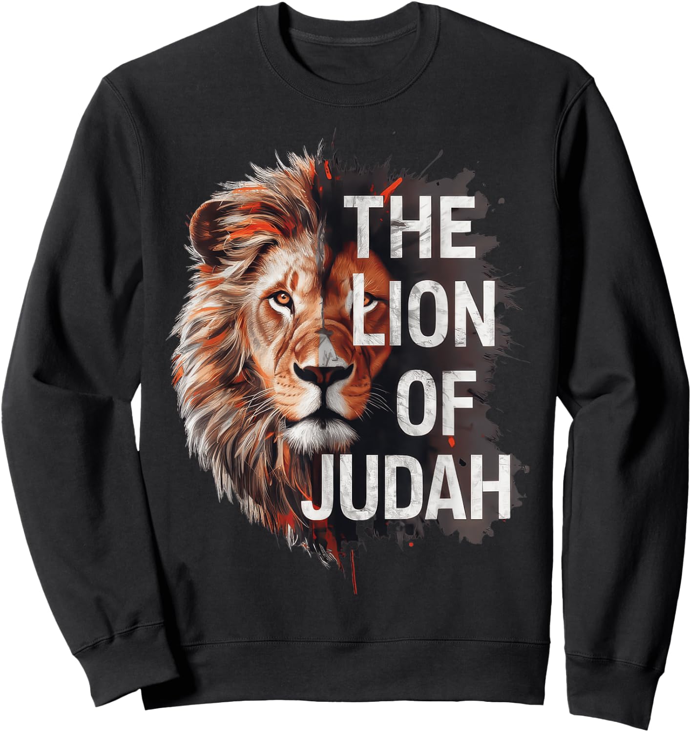 Lion of Judah Christian Cross Religious Faith Sweatshirt - Sweatshirt | Black