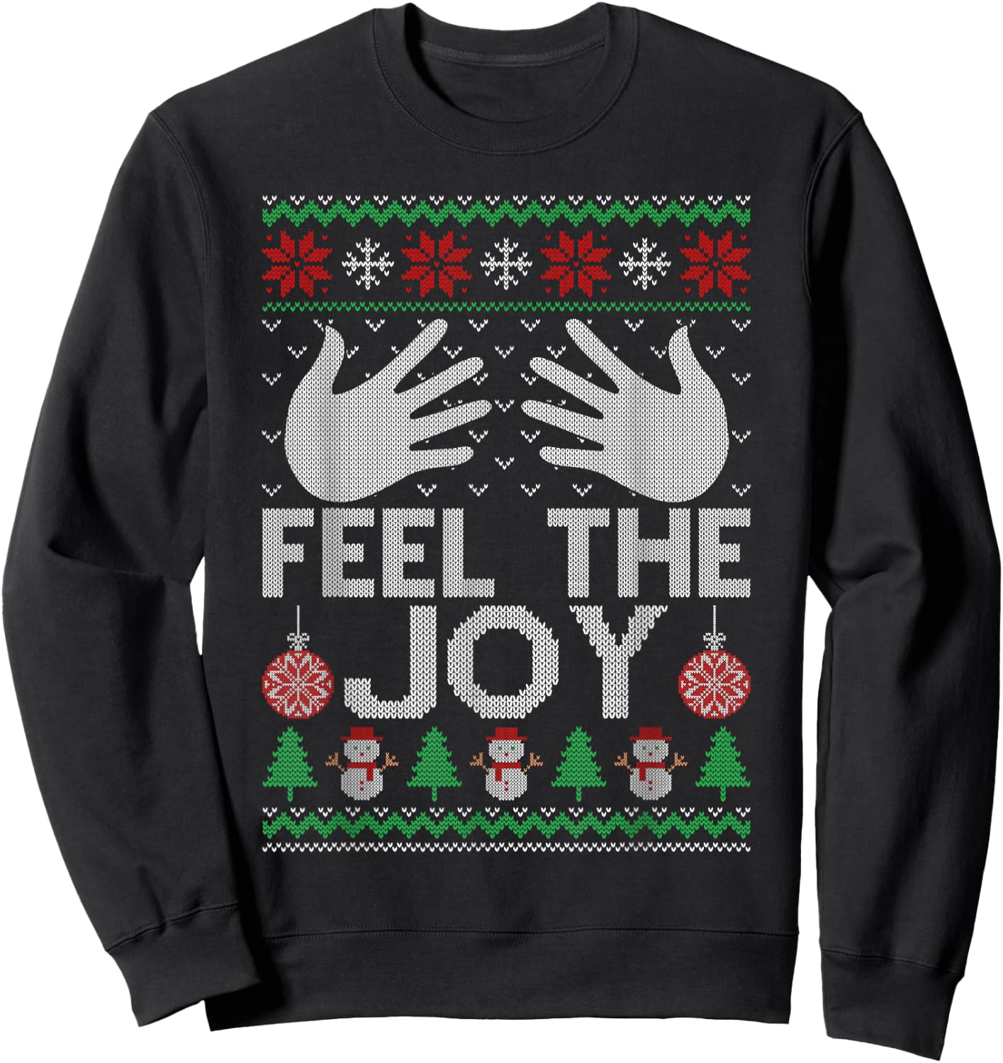 Feel The Joy Merry Christmas Matching Couples Xmas Party Sweatshirt - Sweatshirt | Black