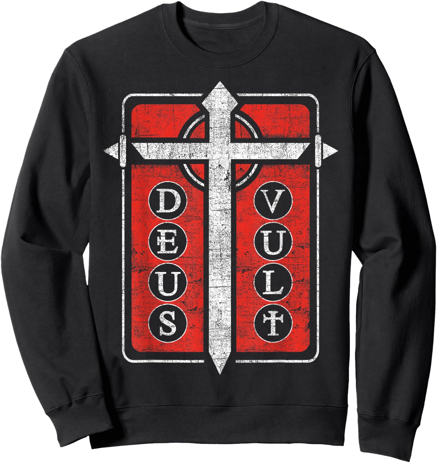 Deus Vult Templar Knight Cross Faith Sword Medieval Crusader Sweatshirt - Sweatshirt | Black