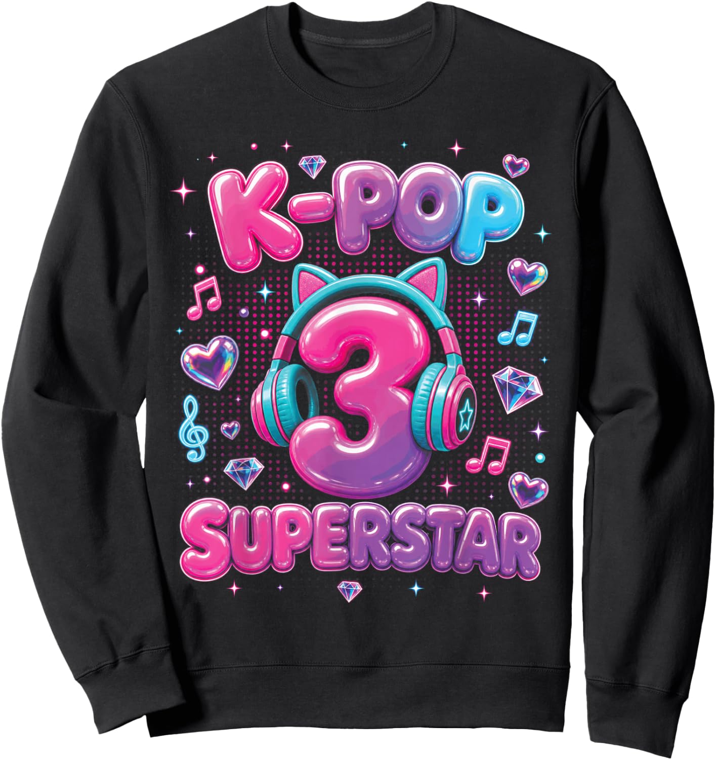 K-Pop 3rd Birthday Girls 3 Year Old Girl Sweatshirt - Sweatshirt | Black