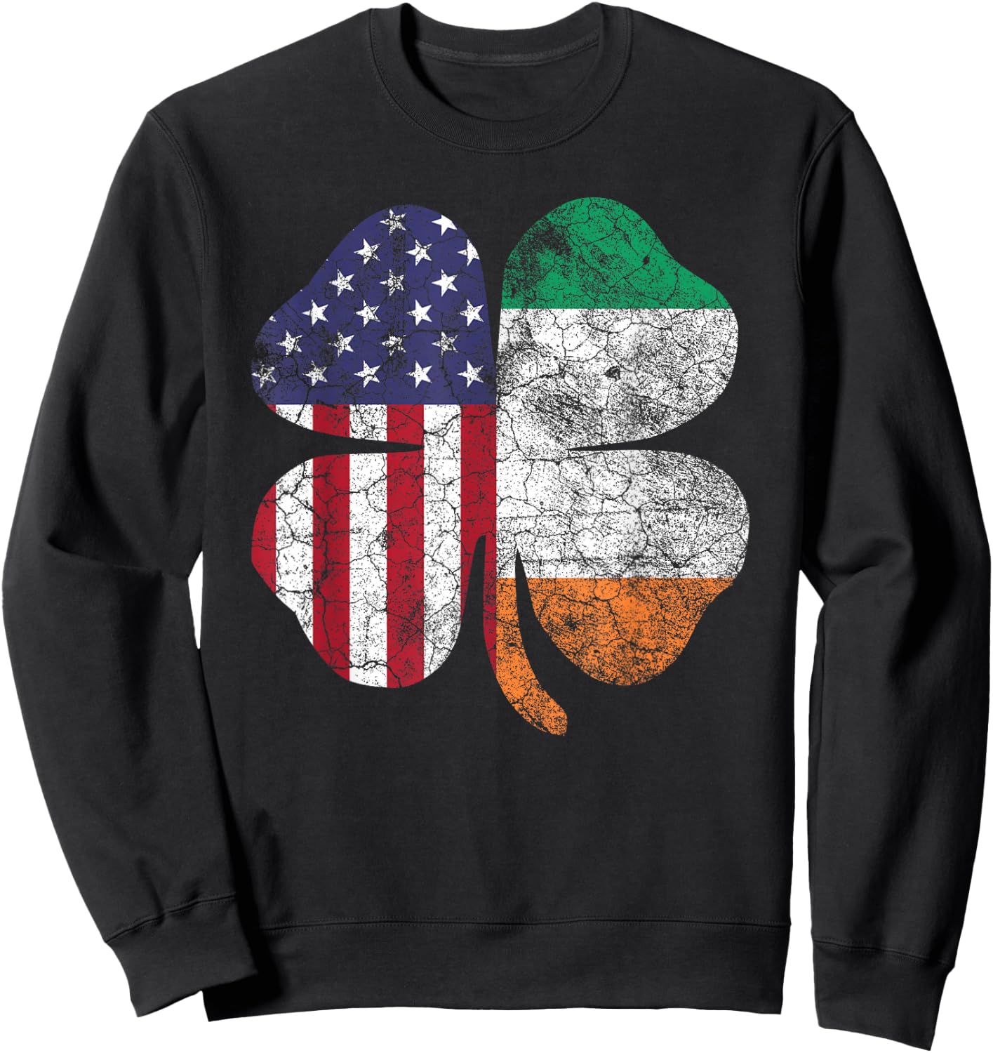 Irish American Flag Ireland Flag ST Patricks Day Gift Lucky Small Sweatshirt - Sweatshirt | Black