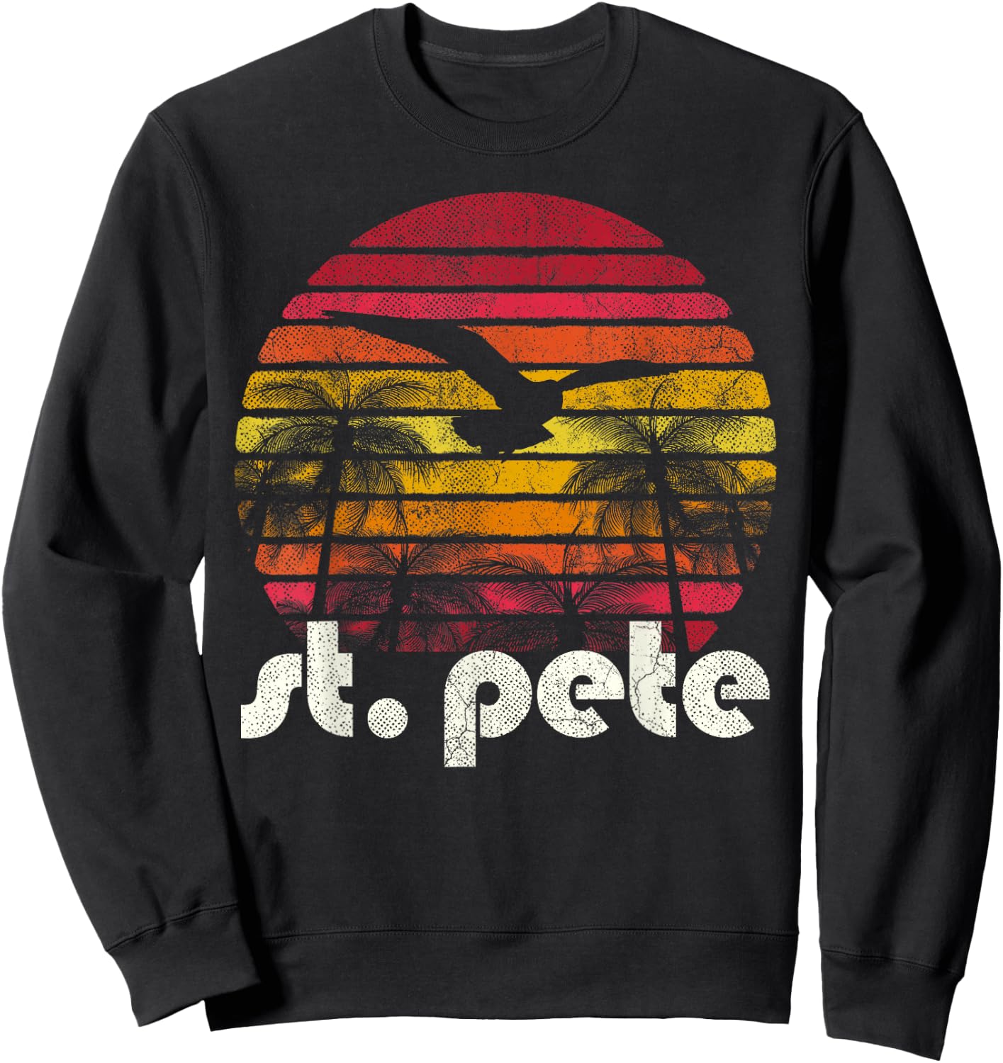 Retro Florida St. Pete Petersburg Men Women Vintage Gift Sweatshirt - Sweatshirt | Black