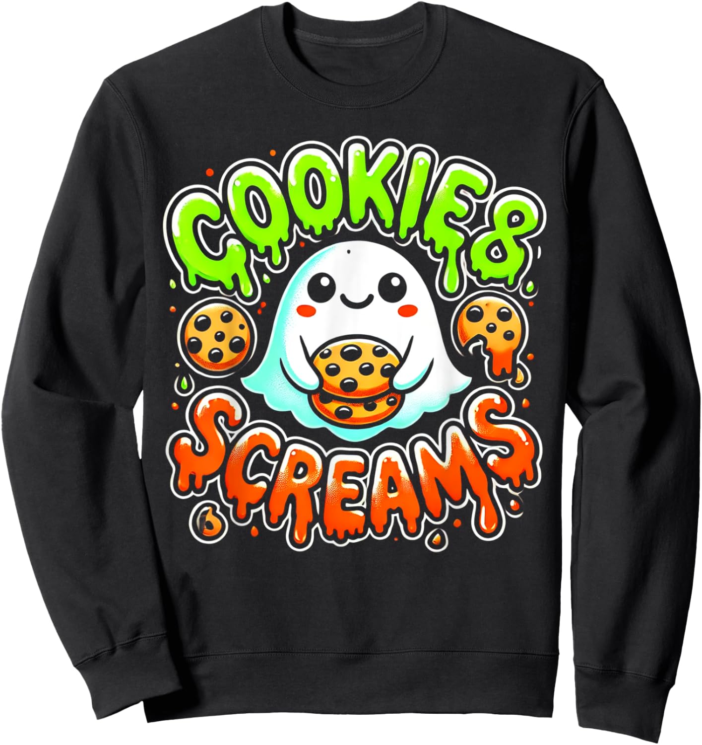 Funny Halloween Cookies and Screams Hungry Ghost Sweatshirt - Sweatshirt | Black