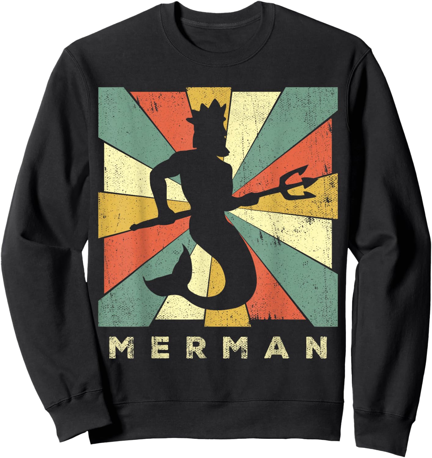 Merman Lover Vintage Retro Style Sweatshirt - Sweatshirt | Black