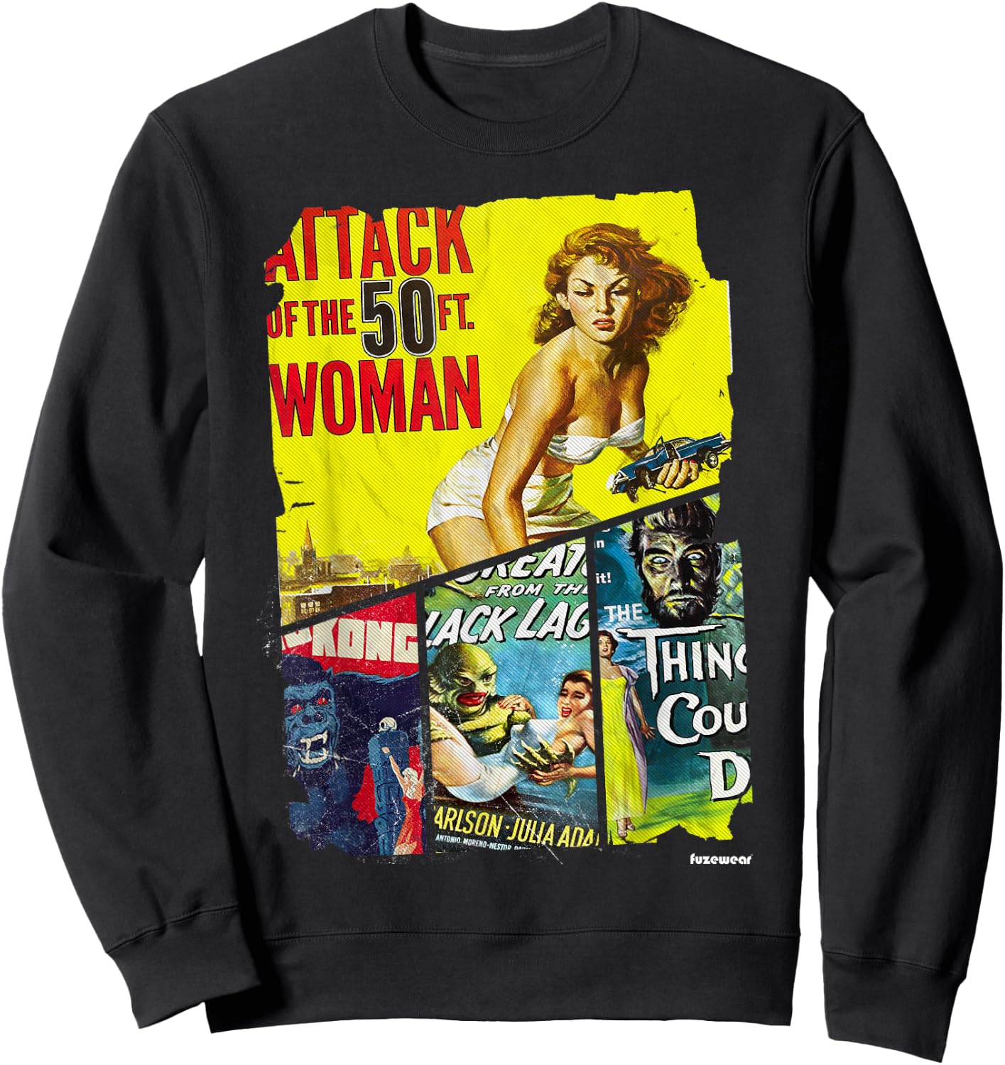 Vintage Style Sci Fi Movie Poster Collage Sweatshirt - Sweatshirt | Black