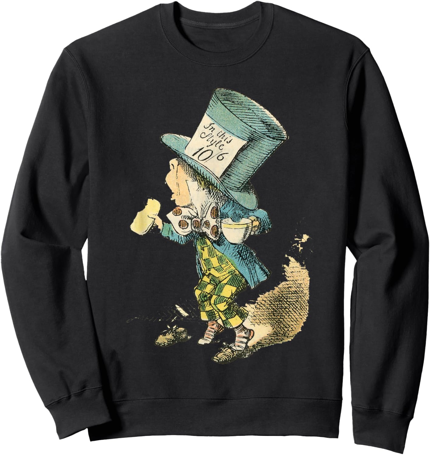 Alice in Wonderland Mad Hatter Vintage Illustration Sweatshirt - Sweatshirt | Black