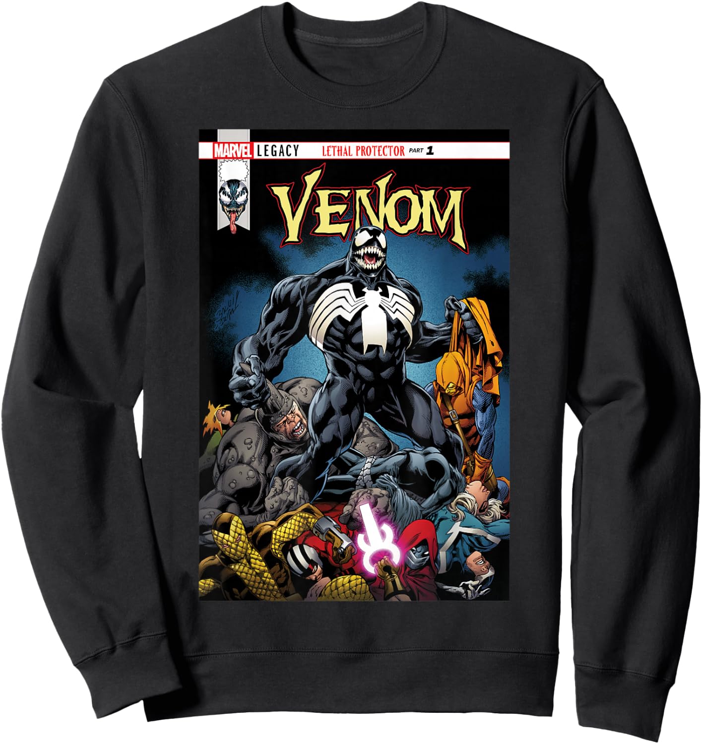 Marvel Venom Lethal Pileup Comic Cover Graphic Sweatshirt - Sweatshirt | Black