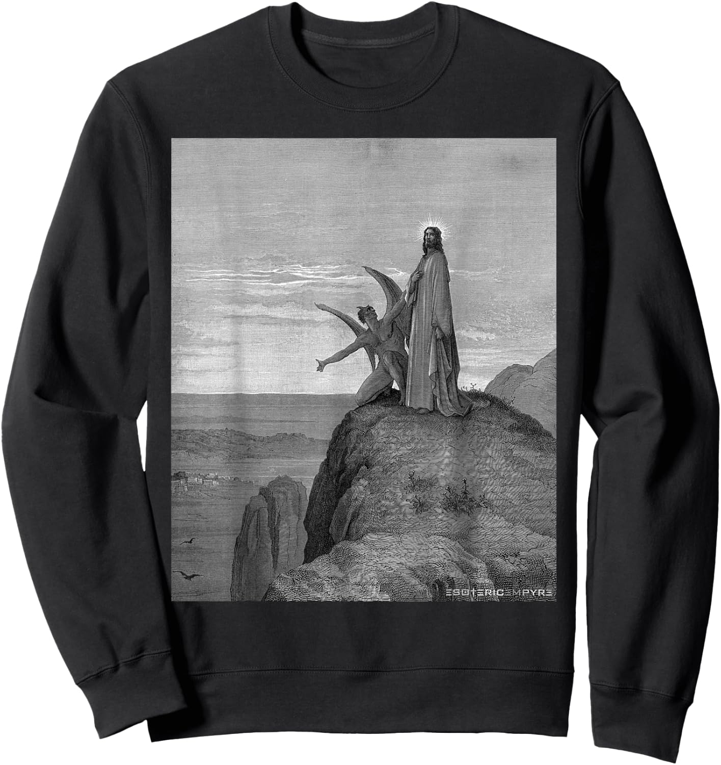 Jesus Satan Temptation by Gustave Dore Sweatshirt - Sweatshirt | Black