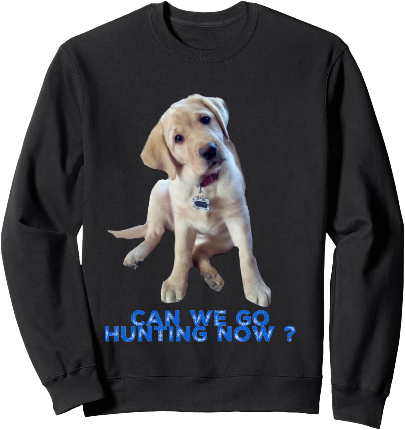 Yellow Lab can we go Hunting now Shirt Sweatshirt - Sweatshirt | Black