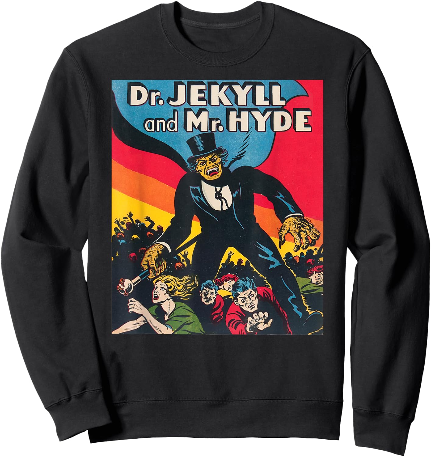 Dr. Jekyll & Mr. Hyde Art - Retro Halloween Monster Sweatshirt - Sweatshirt | Black