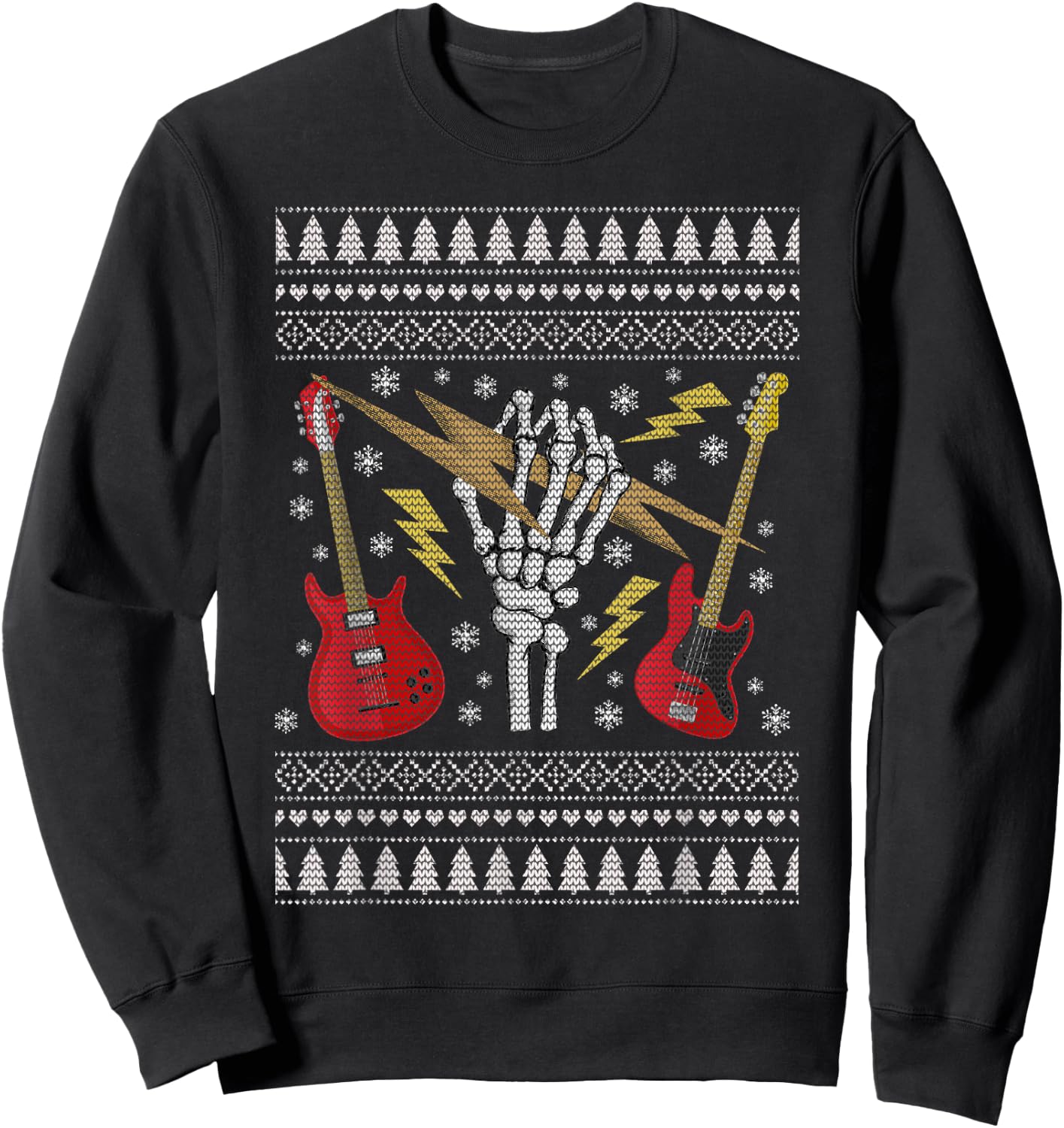 Guitar Ugly Christmas Sweater - Heavy Metal / Rock Sweatshirt - Sweatshirt | Black