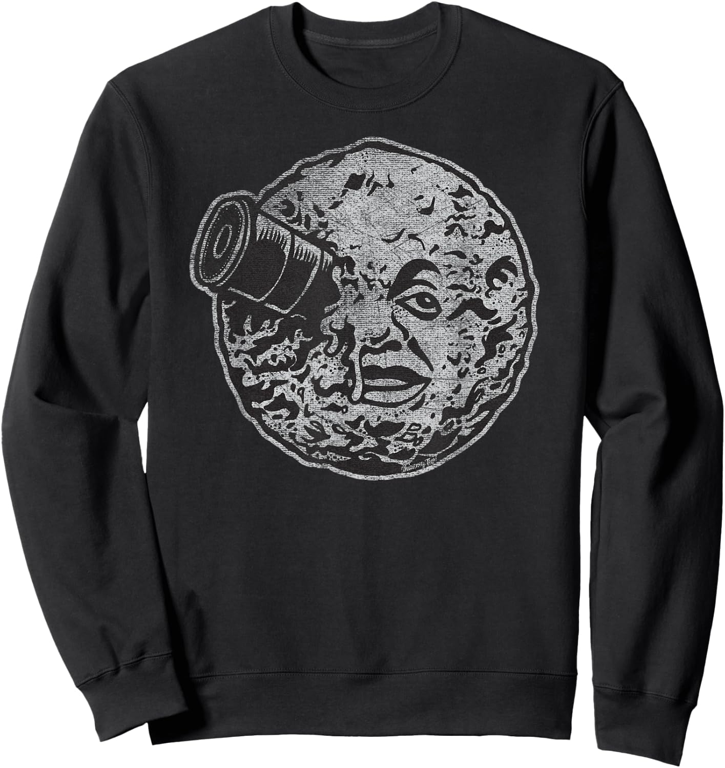 Rocket Ship Moon Face Sweatshirt - Sweatshirt | Black