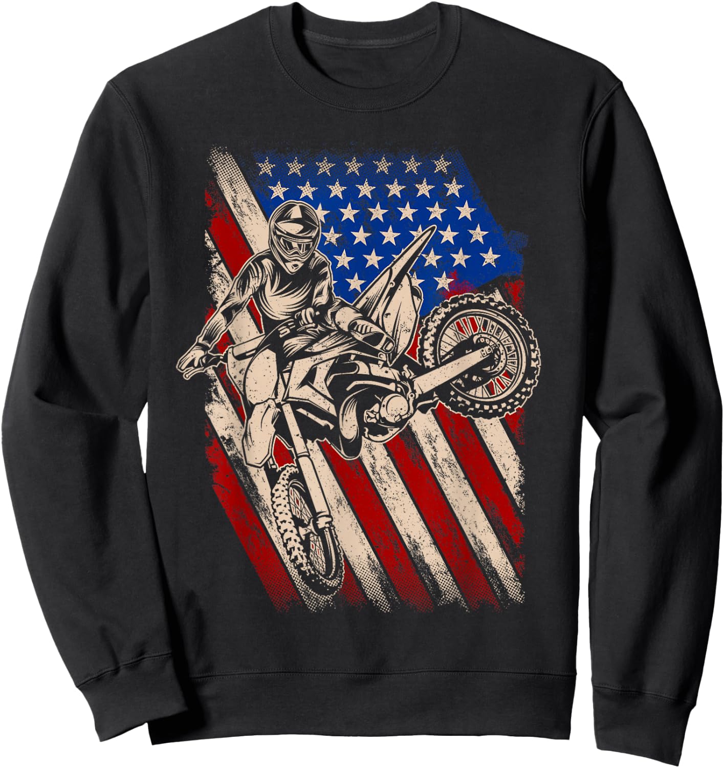 Dirt Bike Shirt Motocross Racing American Flag Dirt Biking Sweatshirt - Sweatshirt | Black
