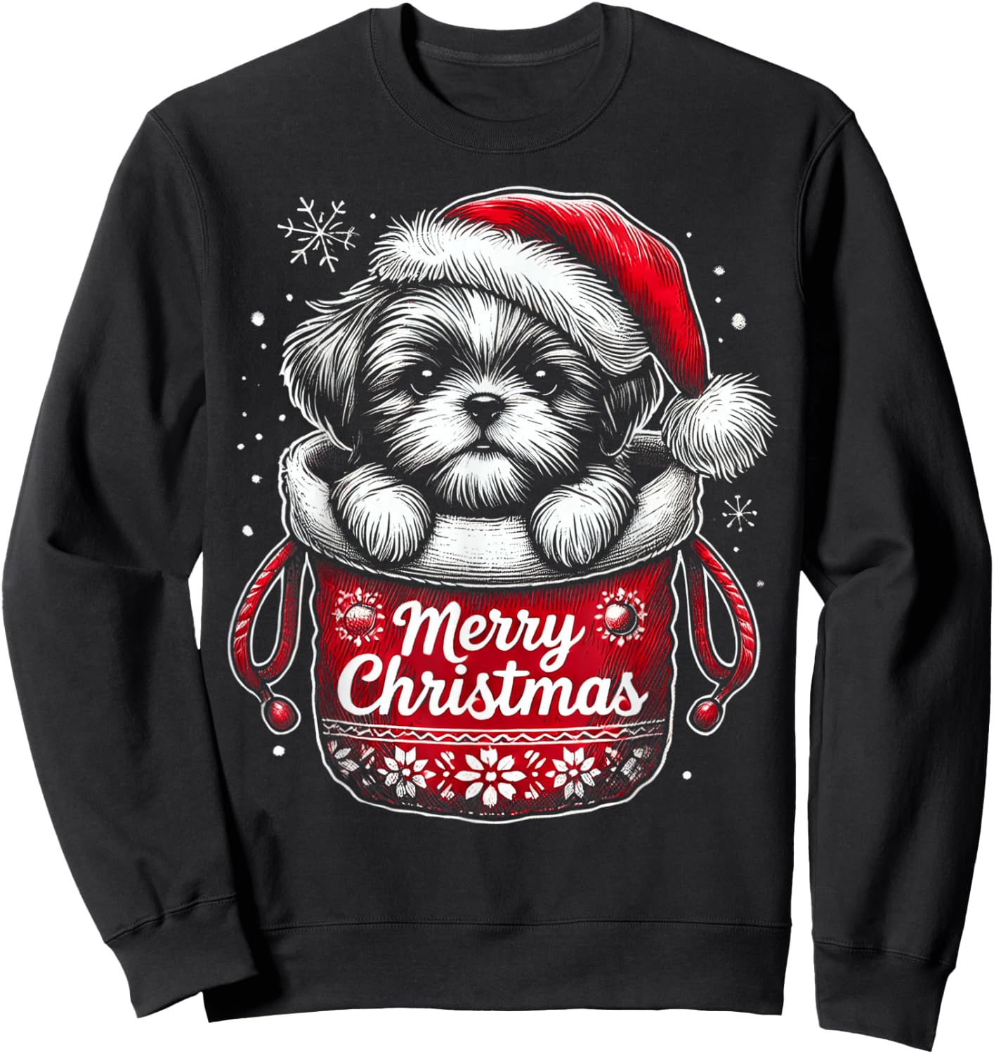 Merry Christmas Shih Tzu Sweatshirt - Sweatshirt | Black