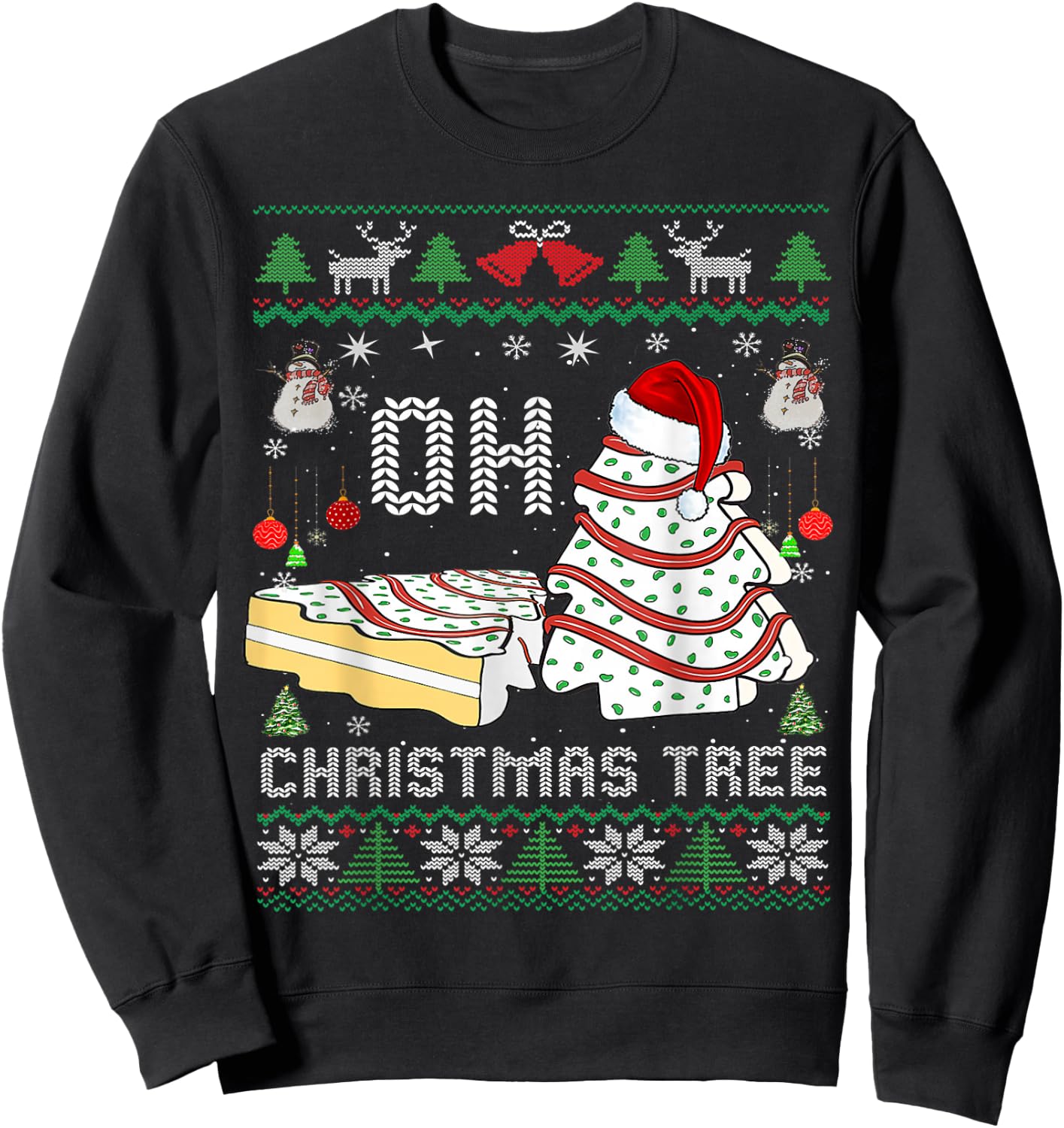Oh Christmas Ugly Tree Cakes Debbie Becky Jen Cake Lovers Sweatshirt - Sweatshirt | Black