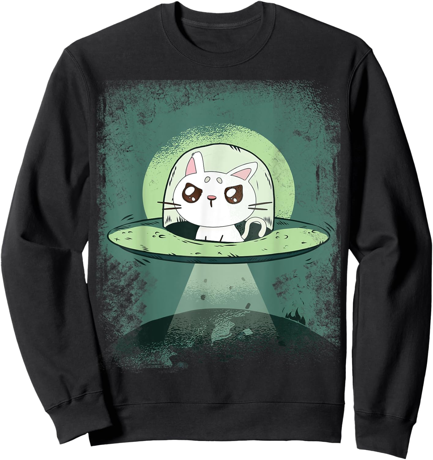 Ufo Cat - Funny Space Cat Alien Abduction Men Women Sweatshirt - Sweatshirt | Black