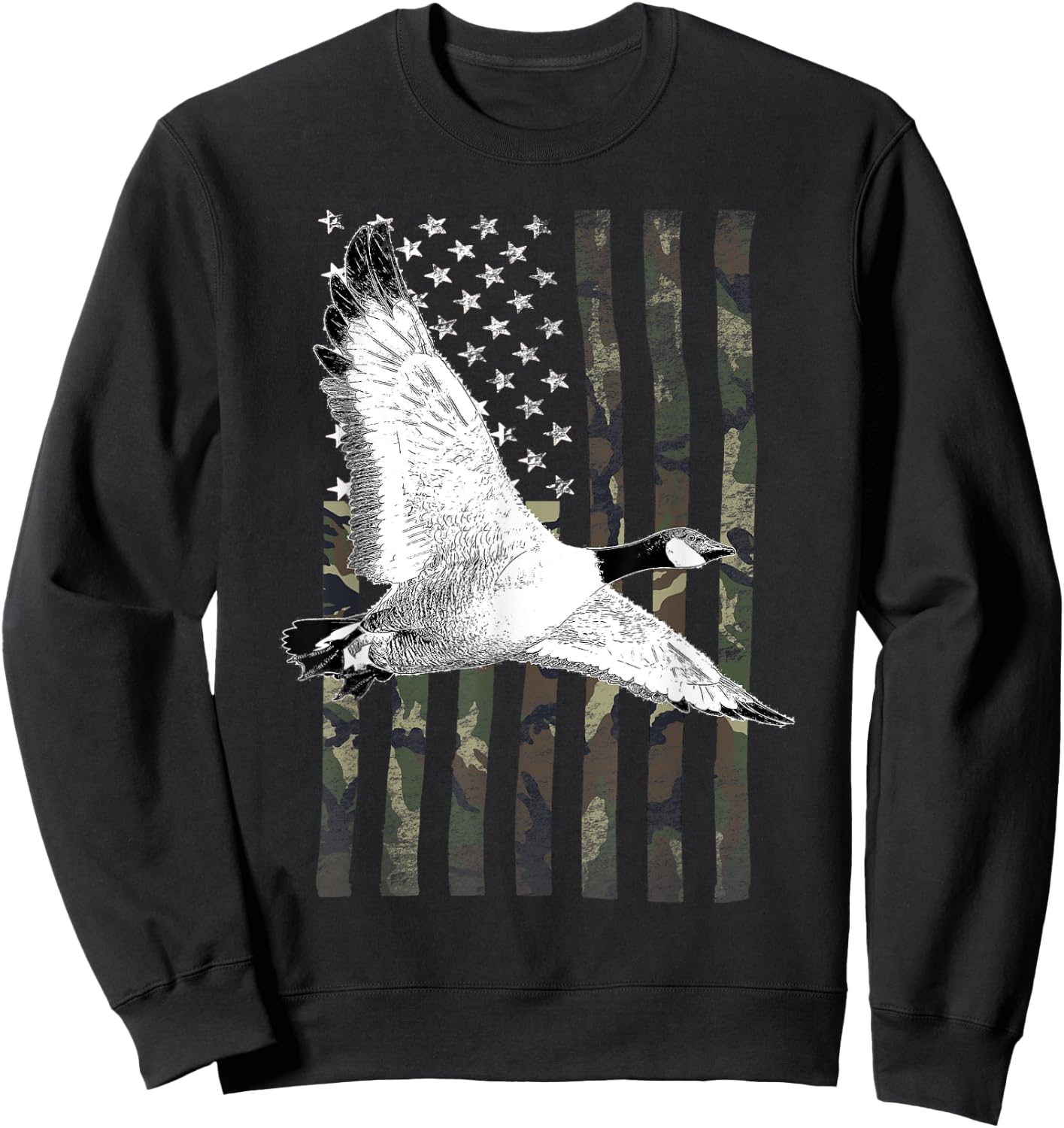 Goose Hunting Camouflage American Flag Kids Men Sweatshirt - Sweatshirt | Black
