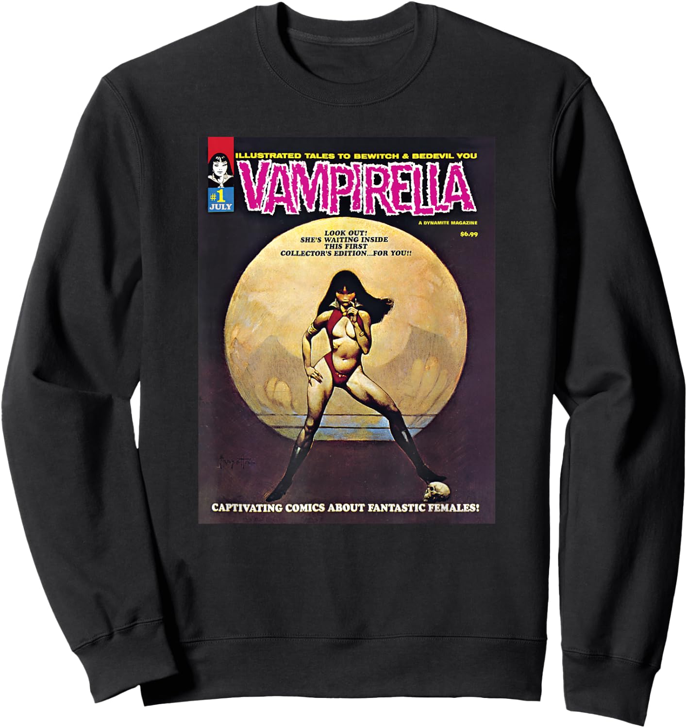 Vampirella "1969/ #1" Featuring Frank Frazetta Cover Art Sweatshirt - Sweatshirt | Black