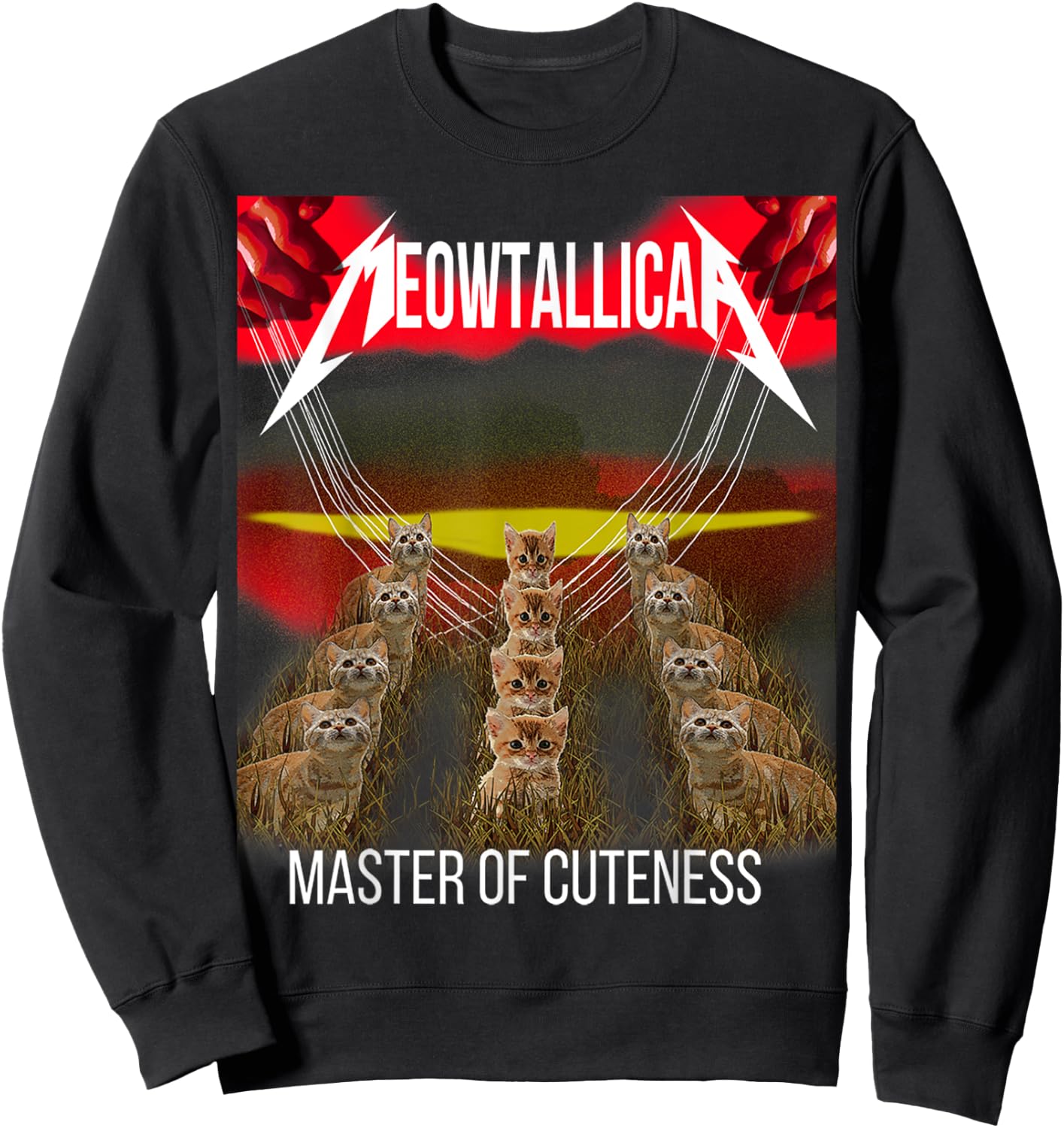 Meowtallica master of cuteness funny cat Men Women Kids Sweatshirt - Sweatshirt | Black