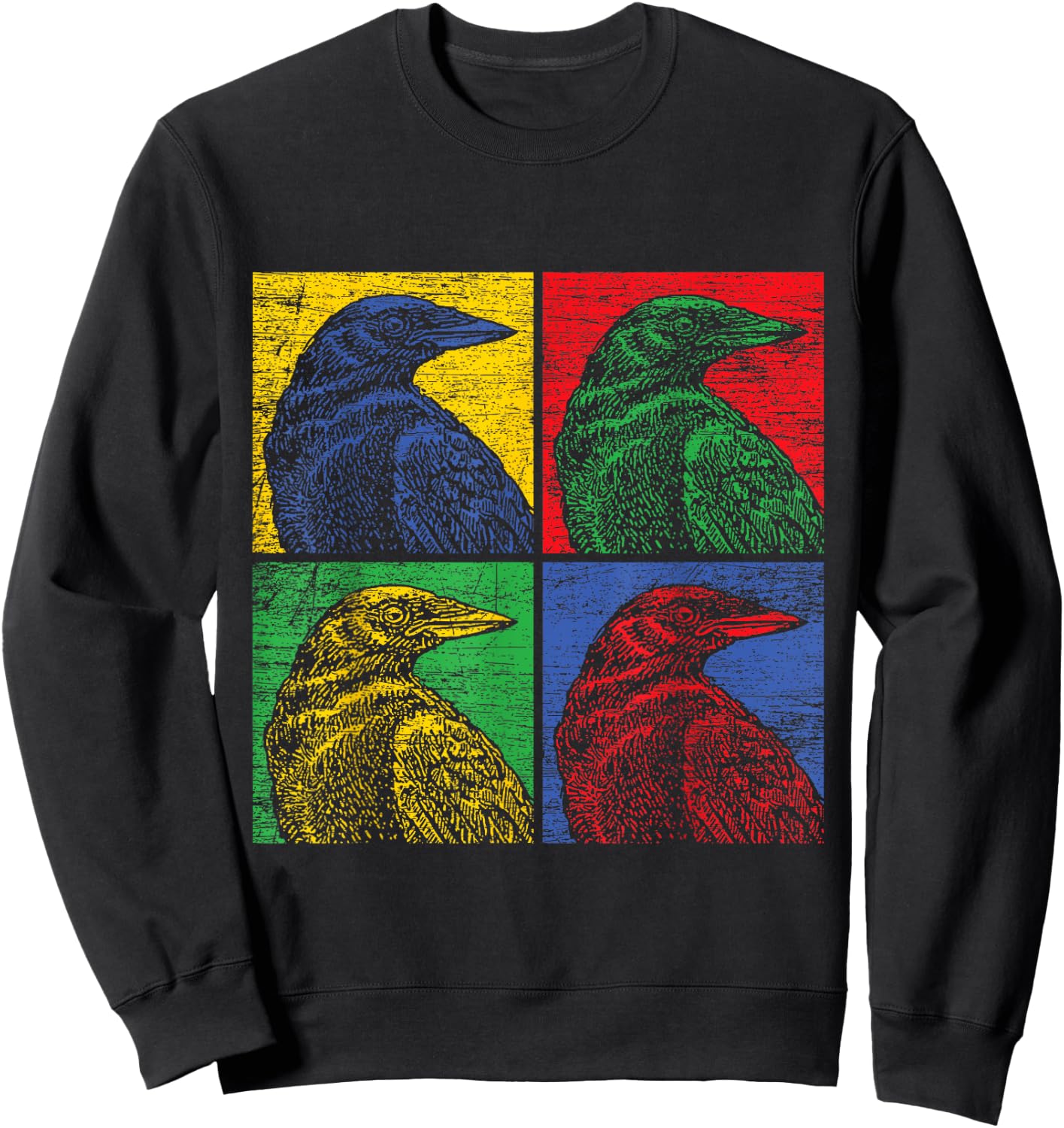 Crow Pop Art Vintage Raven Bird Lover Sweatshirt - Sweatshirt | Black