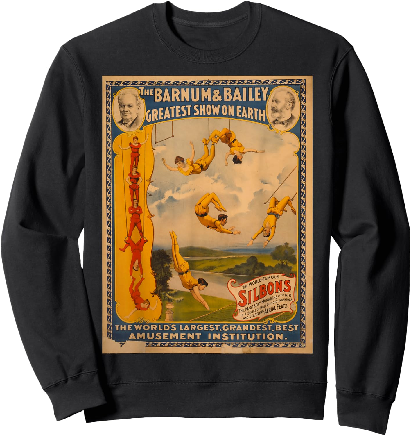 Vintage poster - Circus Trapeze Act Retro Sweatshirt - Sweatshirt | Black