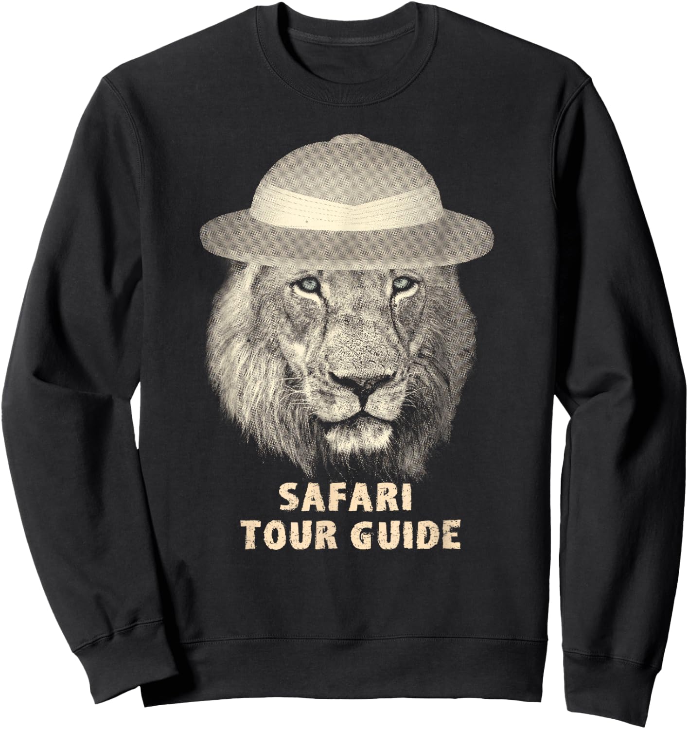 Funny Lion in Pith Helmet Safari Tour Guide Sweatshirt - Sweatshirt | Black