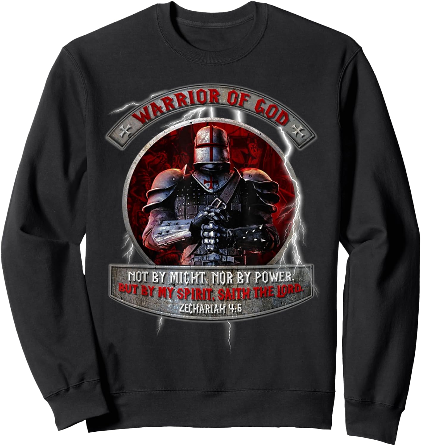 Warrior Of God not by might nor by power but by my spirit Sweatshirt - Sweatshirt | Black