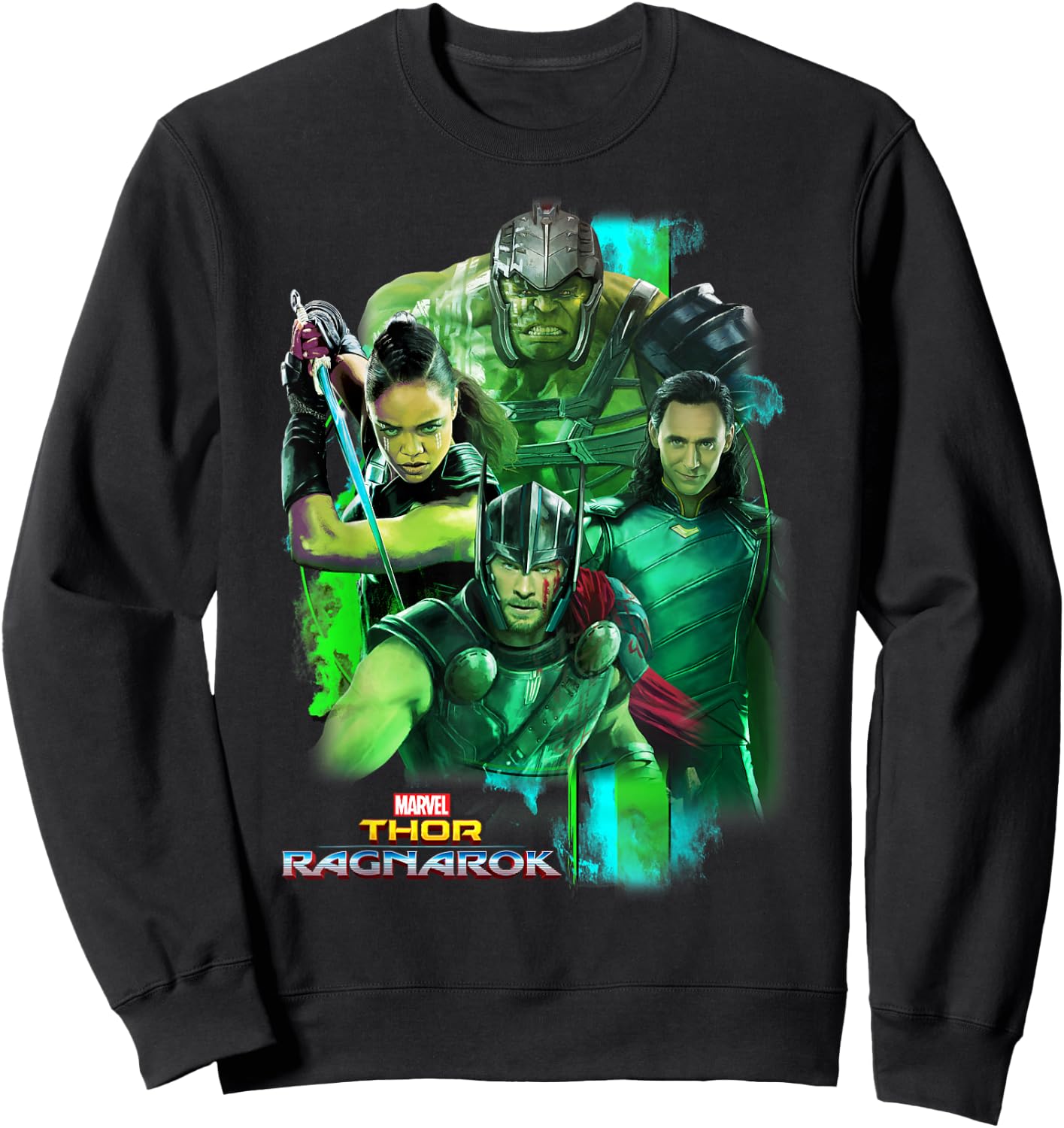 Marvel Thor Ragnarok Loki Hulk Valkyrie Team Graphic Sweatshirt - Sweatshirt | Black