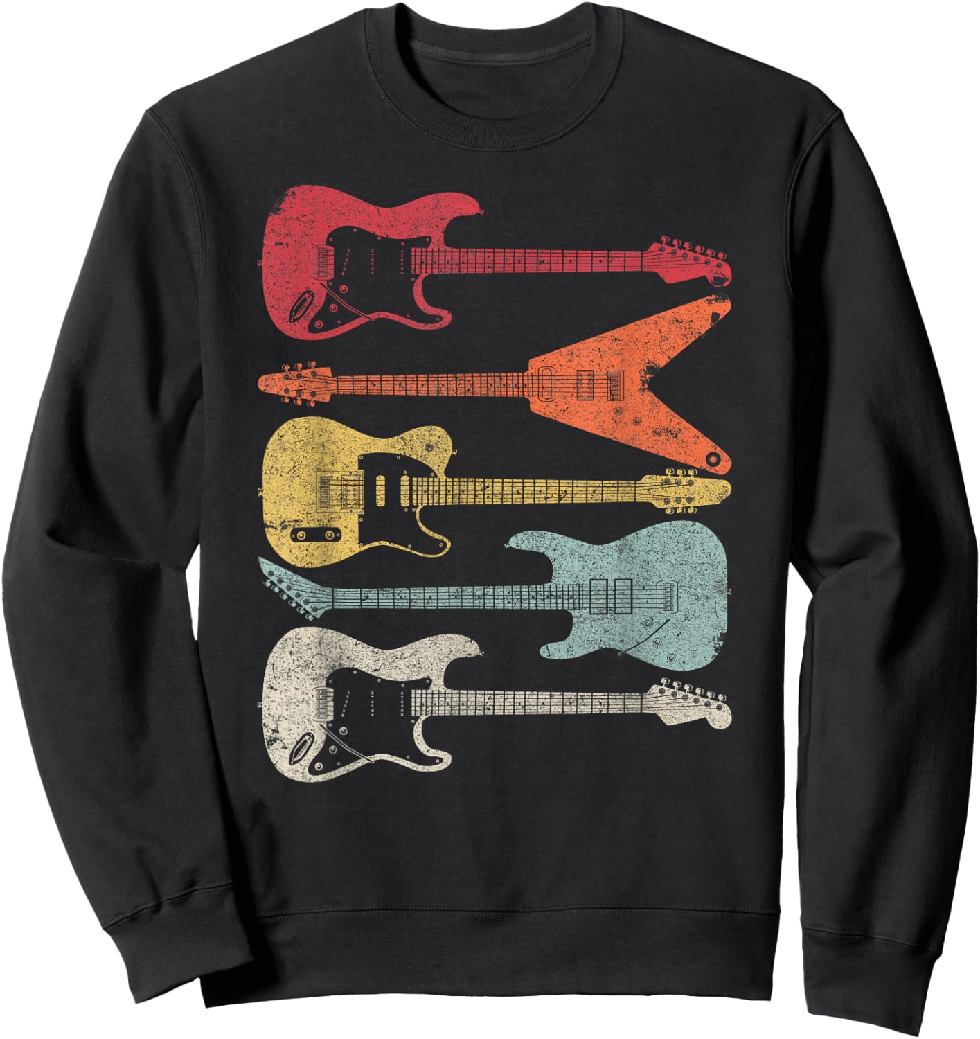 Guitar Shirt. Retro Style Gift Guitarist Sweatshirt - Sweatshirt | Black