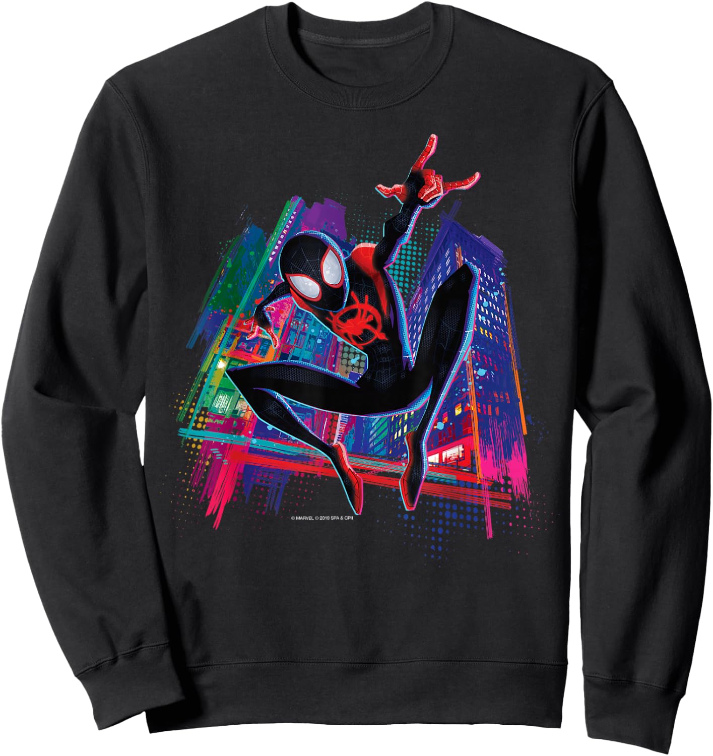 Marvel Spider-Man Miles Morales Graffiti City Small Sweatshirt - Sweatshirt | Black