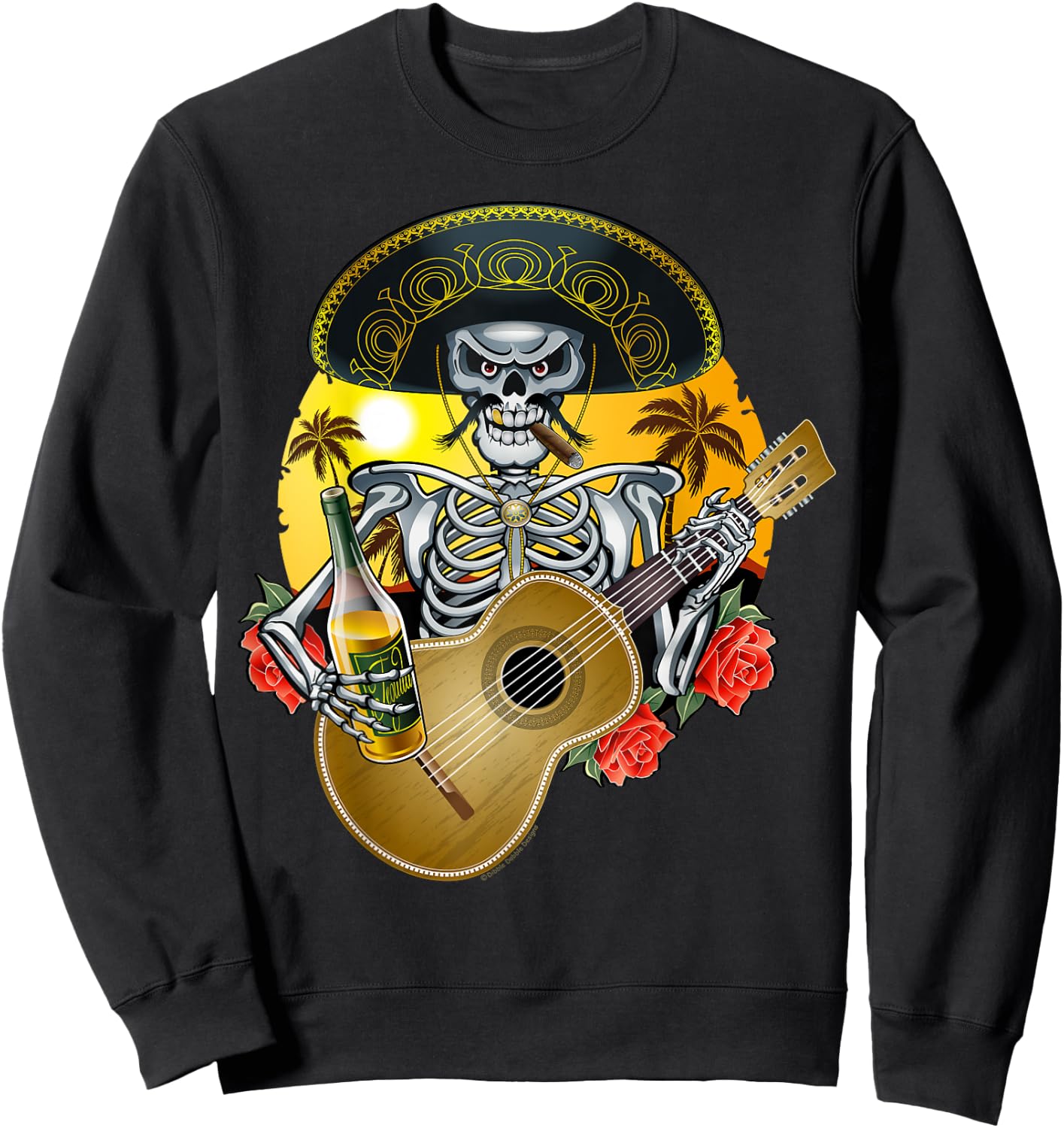 Mariachi Skeleton Dia De Los Muertos Day of the Dead Sweatshirt - Sweatshirt | Black