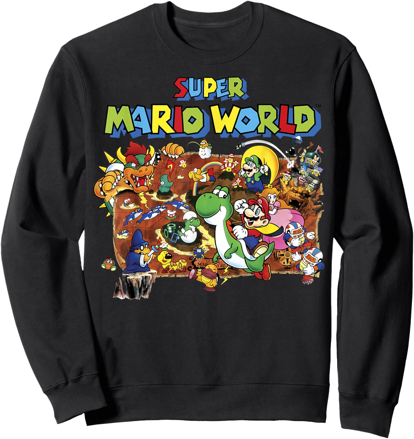 Super Mario World Retro Map Graphic Sweatshirt - Sweatshirt | Black