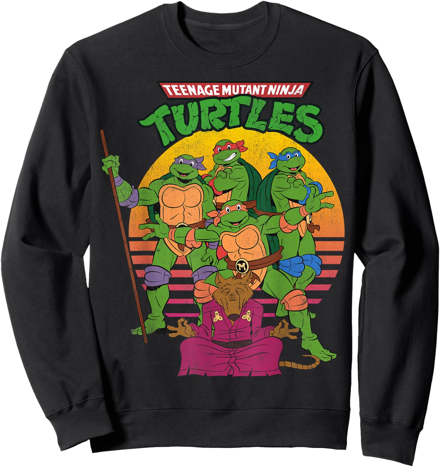 Teenage Mutant Ninja Turtles Retro Sun Group -Shirt Sweatshirt - Sweatshirt | Black
