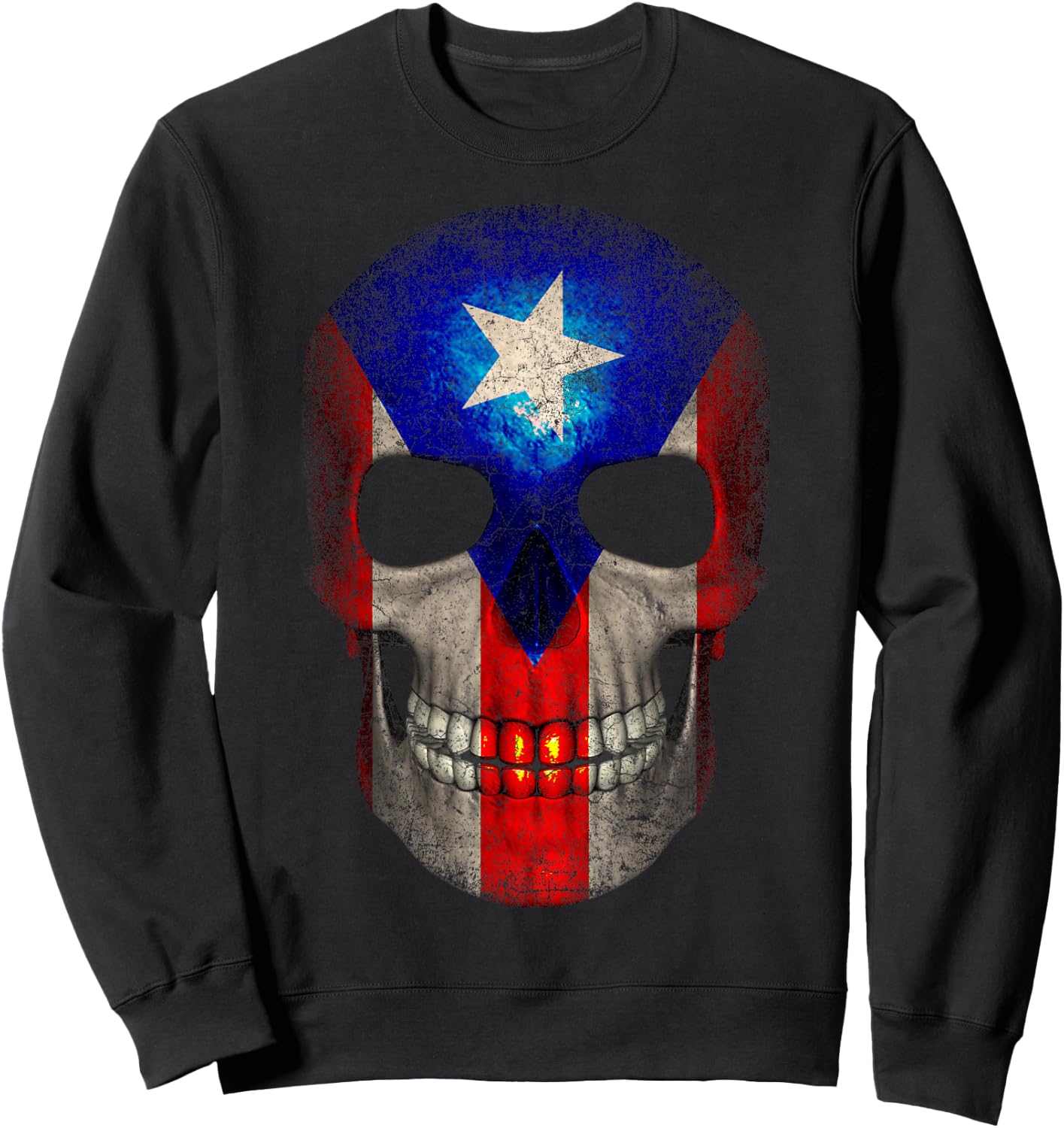Puerto Rico T Shirt Skull Men Women Kids Vintage Novelty Sweatshirt - Sweatshirt | Black