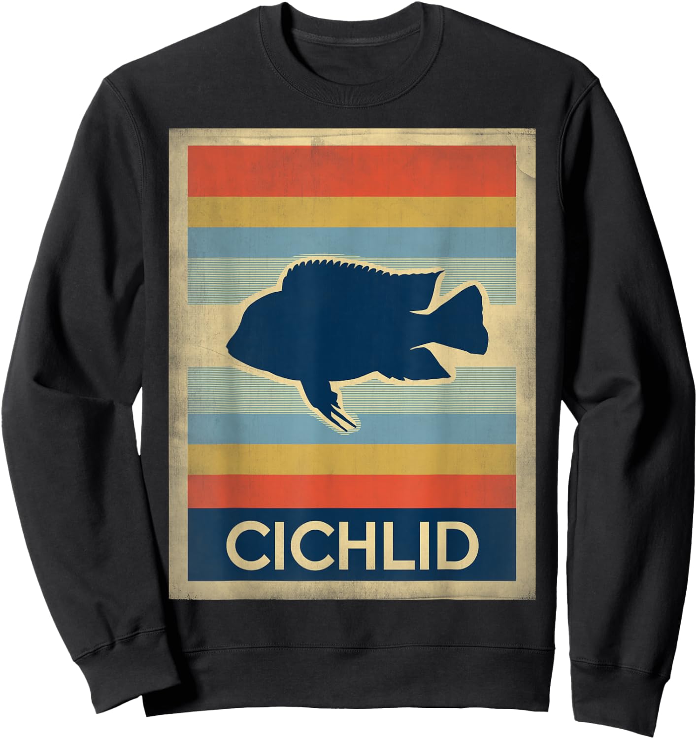 Vintage Style Cichlid Fish Lovers Sweatshirt - Sweatshirt | Black
