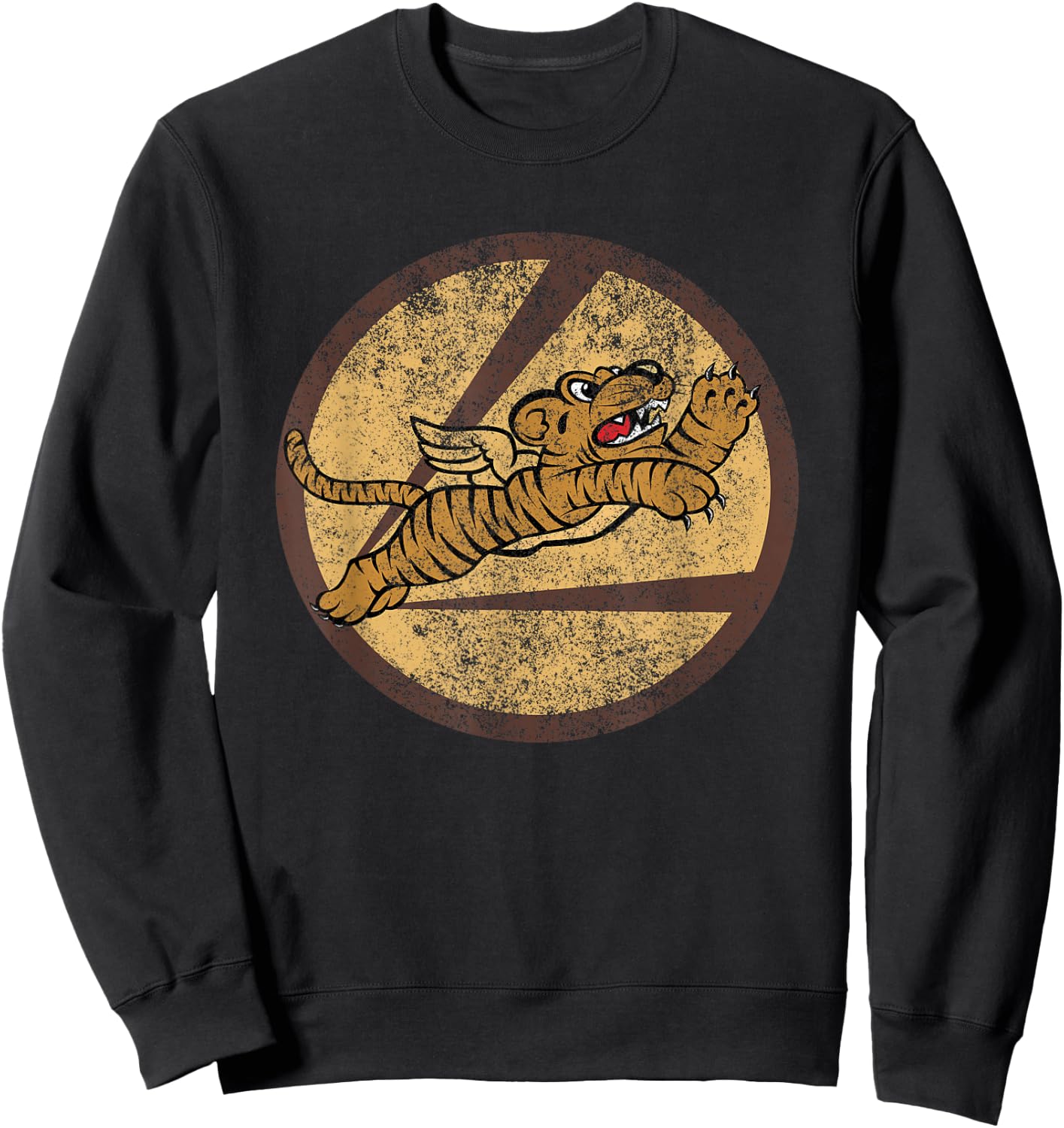 Vintage WW2 AVG Tigers Squadron Pilot Flying Patch Sweatshirt - Sweatshirt | Black