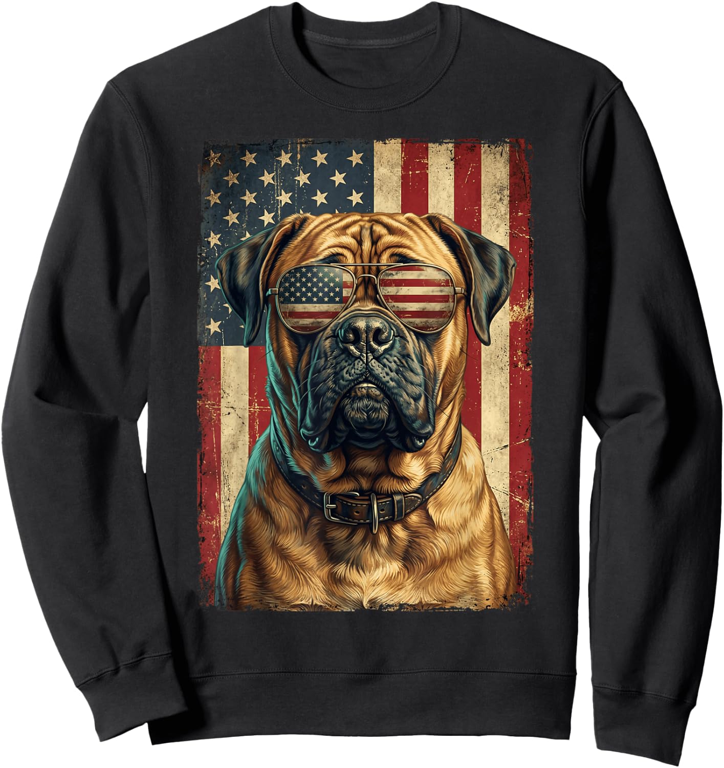 American Flag Bullmastiff Patriotic Dog Owner Sweatshirt - Sweatshirt | Black