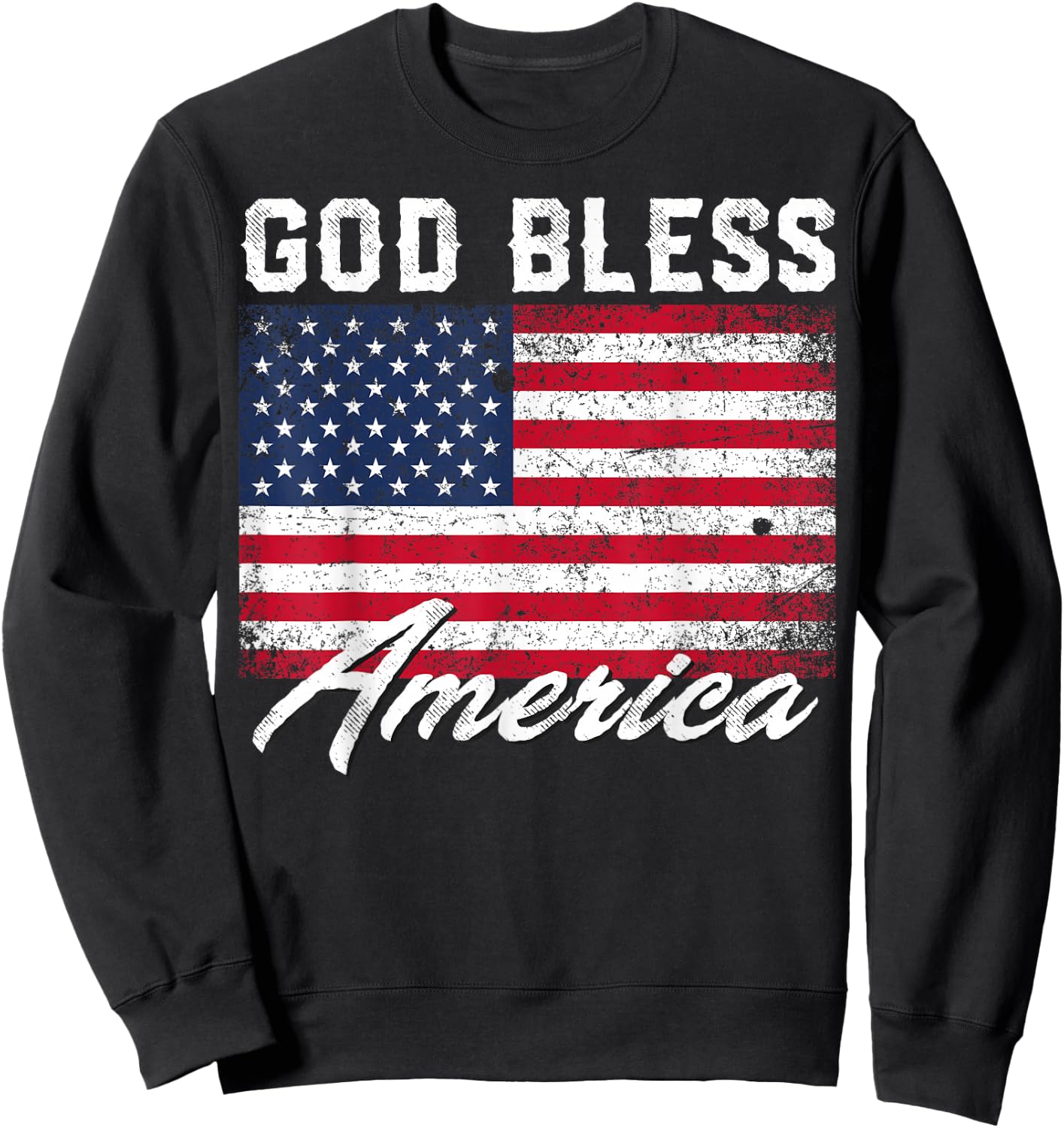 God Bless America USA Flag 4th of July Patriotic Small Sweatshirt - Sweatshirt | Black