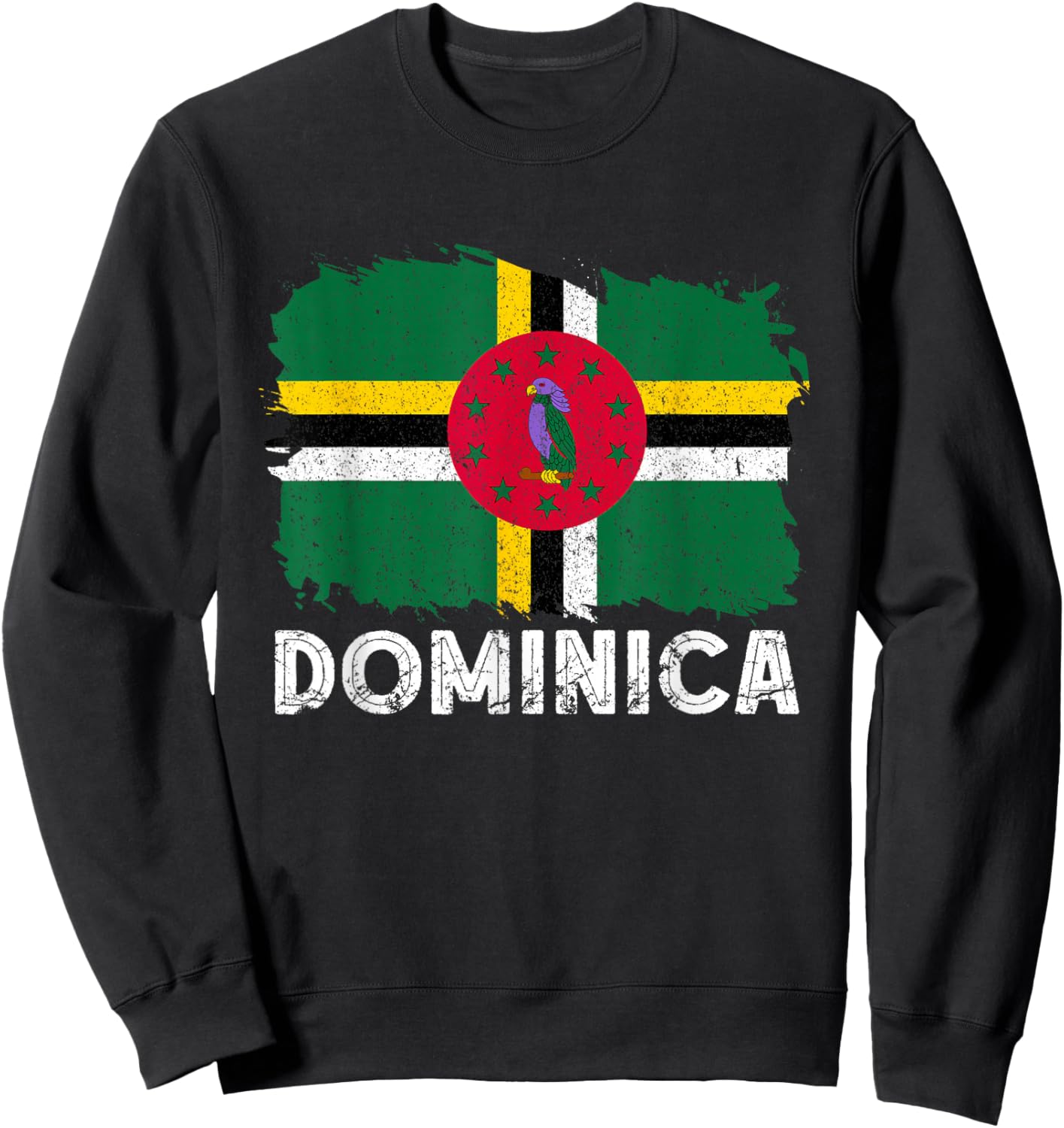Dominica Flag Vintage Dominican Pride Dominican Roots Sweatshirt - Sweatshirt | Black