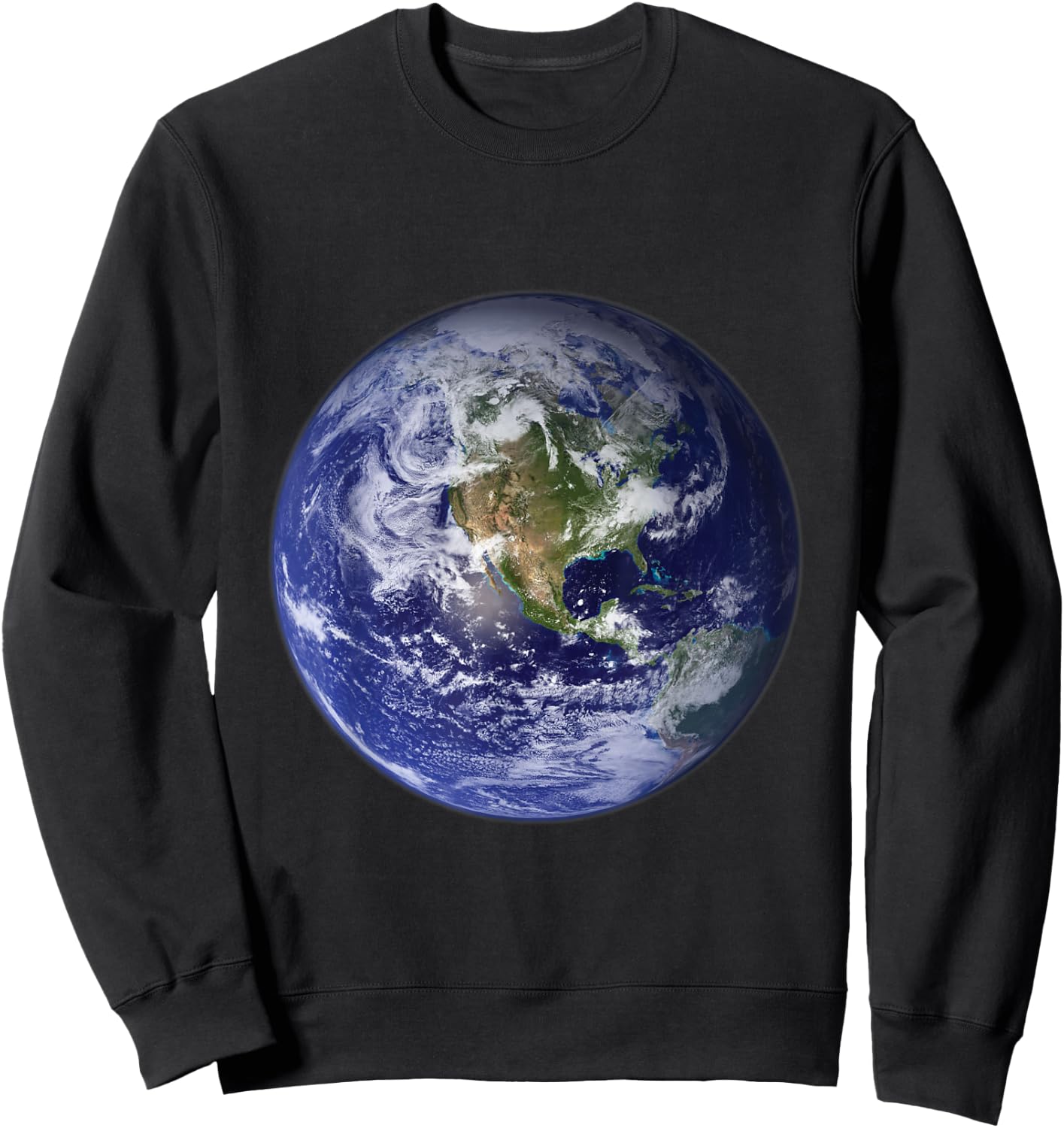 Earth Planet, Flat, Earth North America Globe Space Clouds Sweatshirt - Sweatshirt | Black