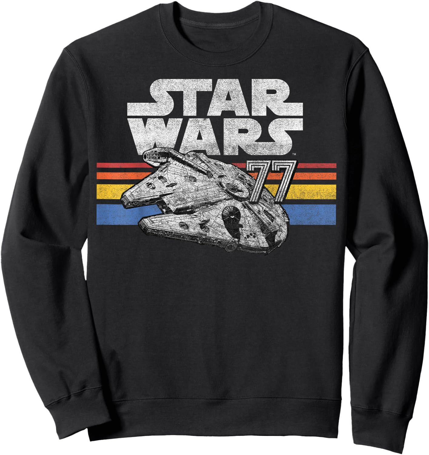 Star Wars Millennium Falcon 77 Retro Lines Logo Sweatshirt - Sweatshirt | Black
