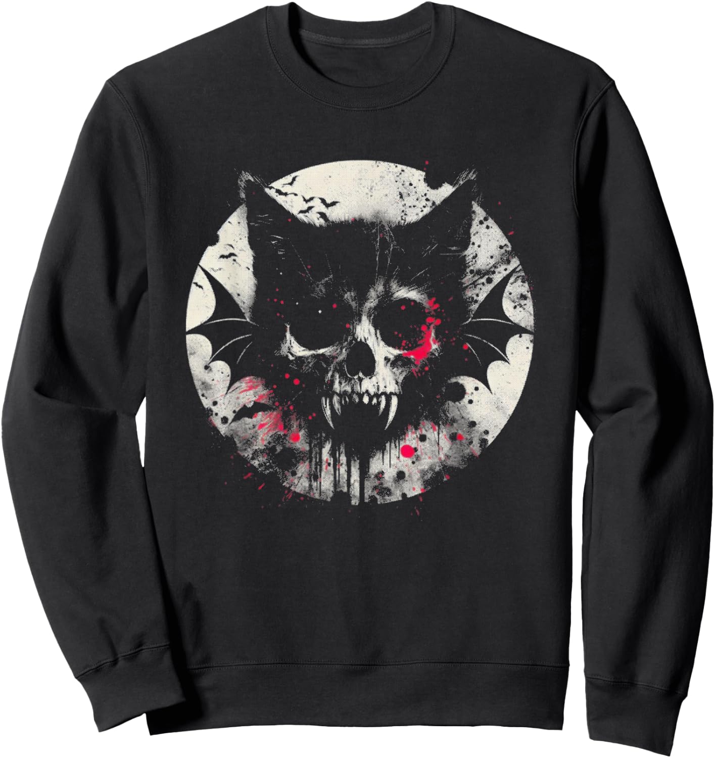 Vampire Cat Bat - Creepy Cat Monster Halloween Lover Sweatshirt - Sweatshirt | Black