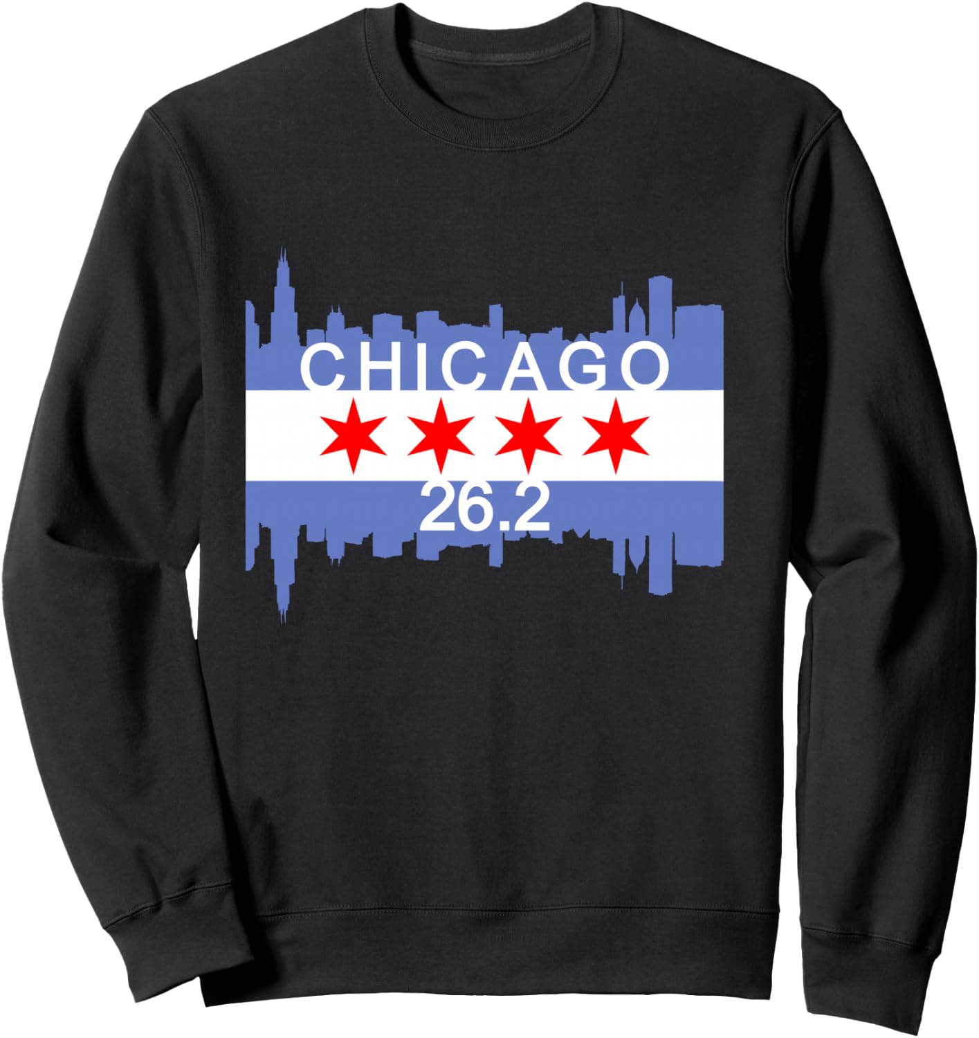 26.2 Mile Marathon Runner Chicago Flag Running Race Gift Sweatshirt - Sweatshirt | Black