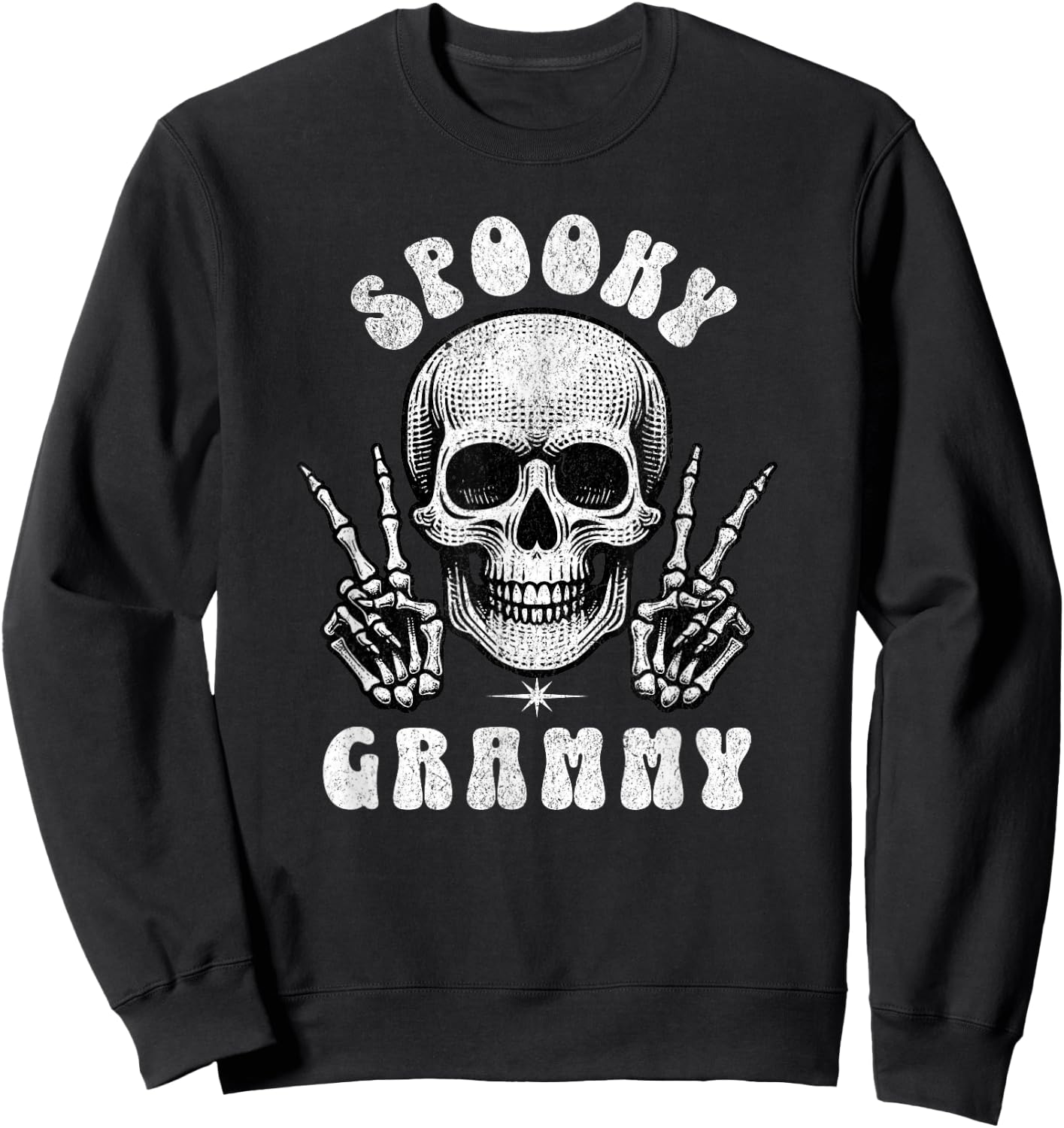 Spooky Grammy Halloween Grandma Goth Skeleton Cute Retro Sweatshirt - Sweatshirt | Black