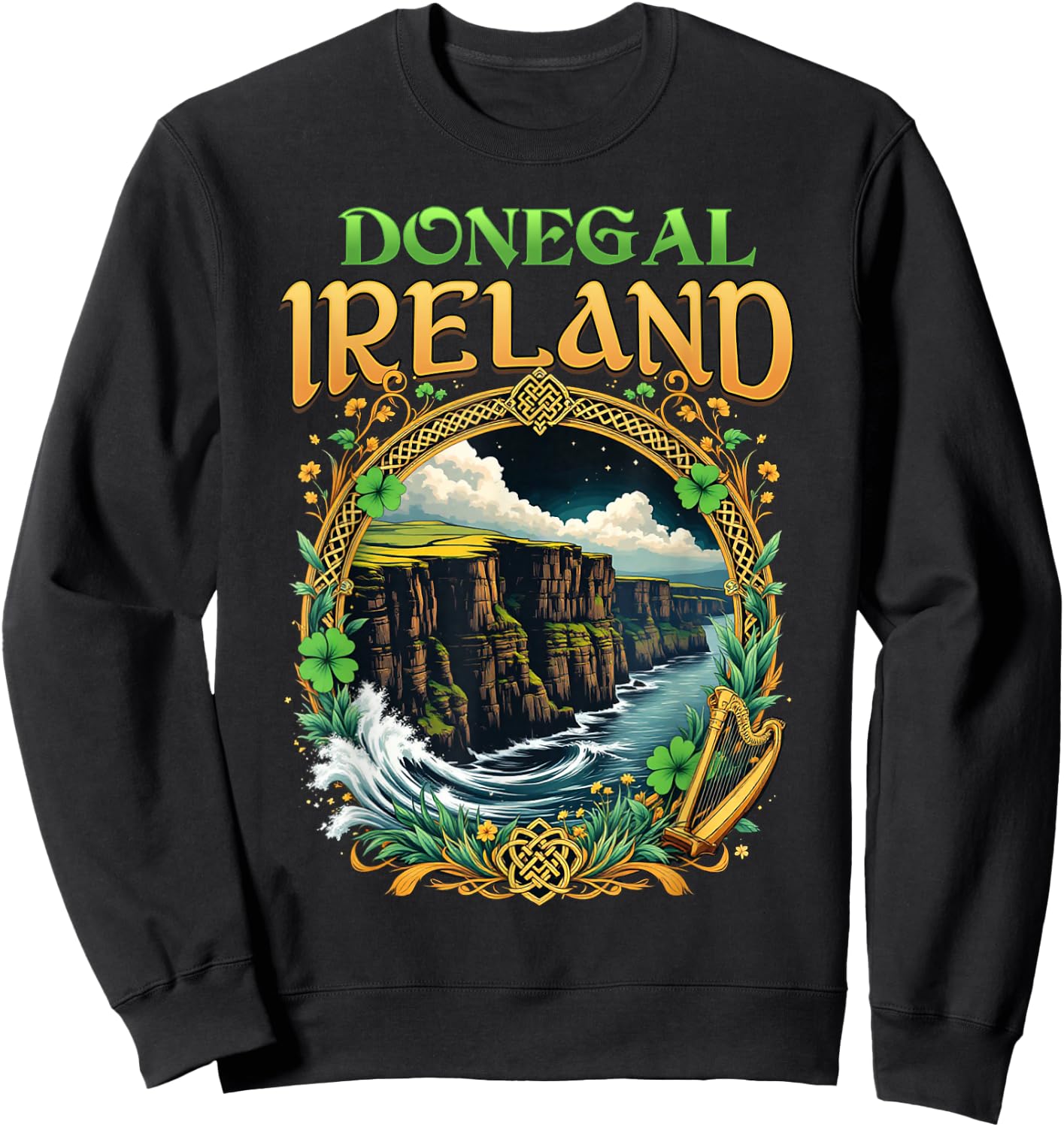 Donegal Ireland Souvenir Sea Cliffs Donegal Vacation Travel Sweatshirt - Sweatshirt | Black