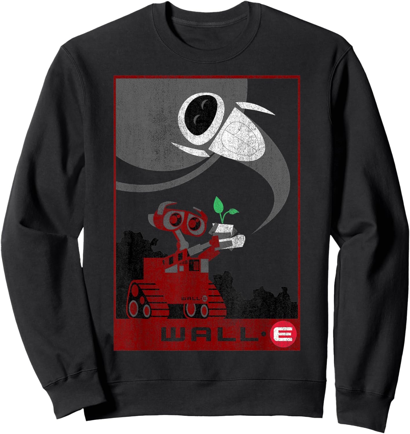 Disney Pixar WALL-E & EVE Vintage Plant Sprout Travel Poster Sweatshirt - Sweatshirt | Black